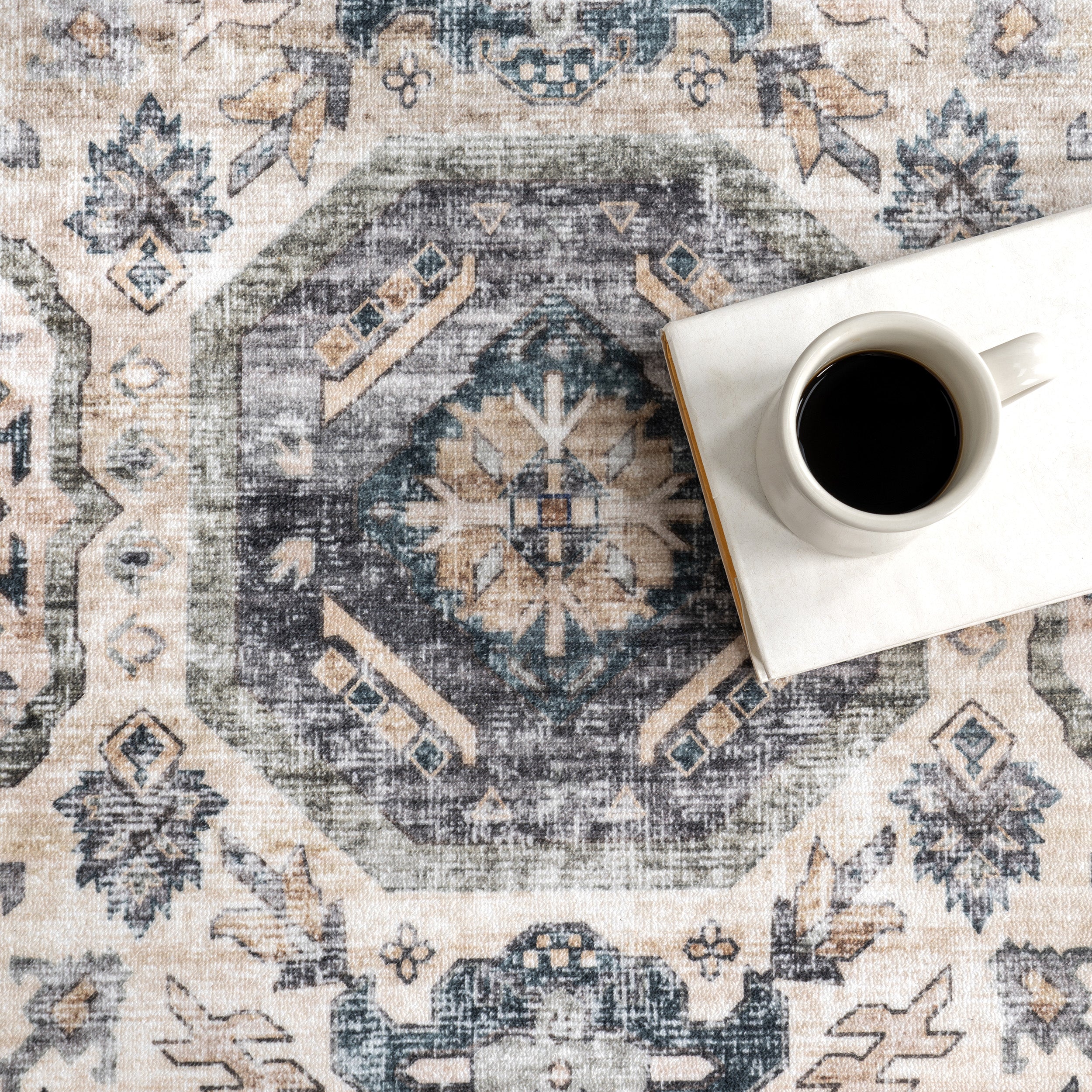 Kallipoe Medallion Spill Proof Machine Washable Area Rug - Image 7