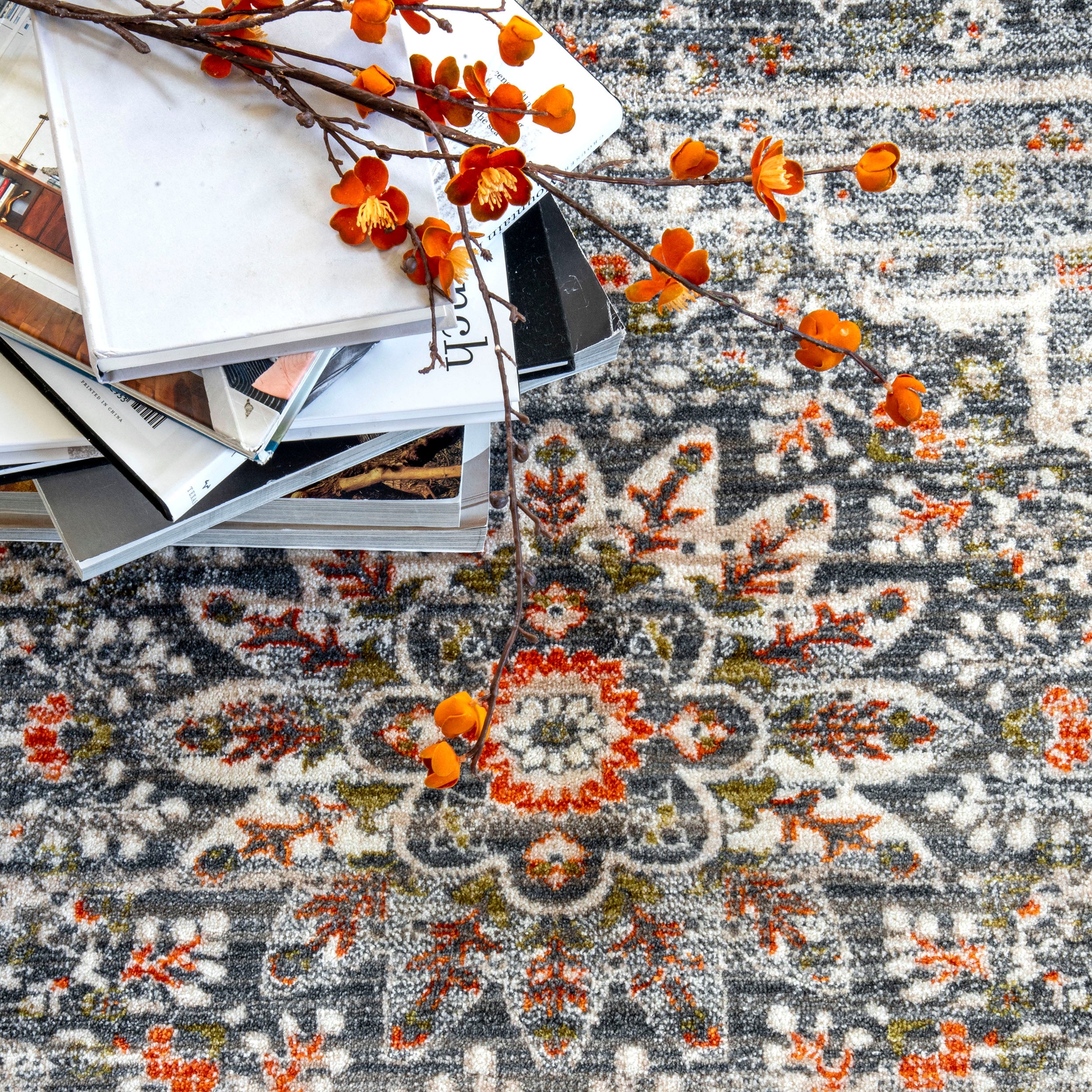 Penny Vintage Floral Medallion Area Rug - Image 6