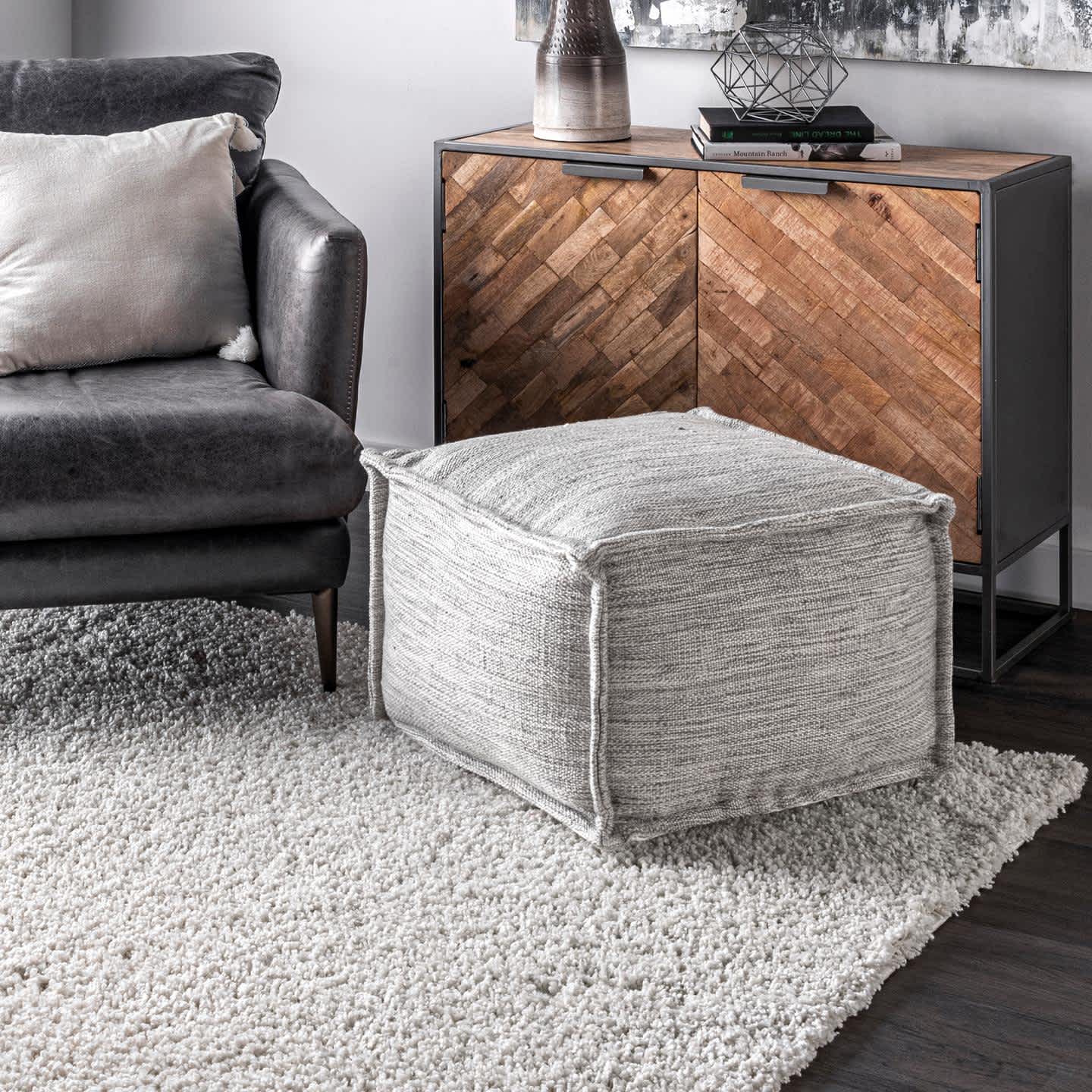 Sofia Casual Solid Indoor/Outdoor Filled Ottoman Pouf - Image 2