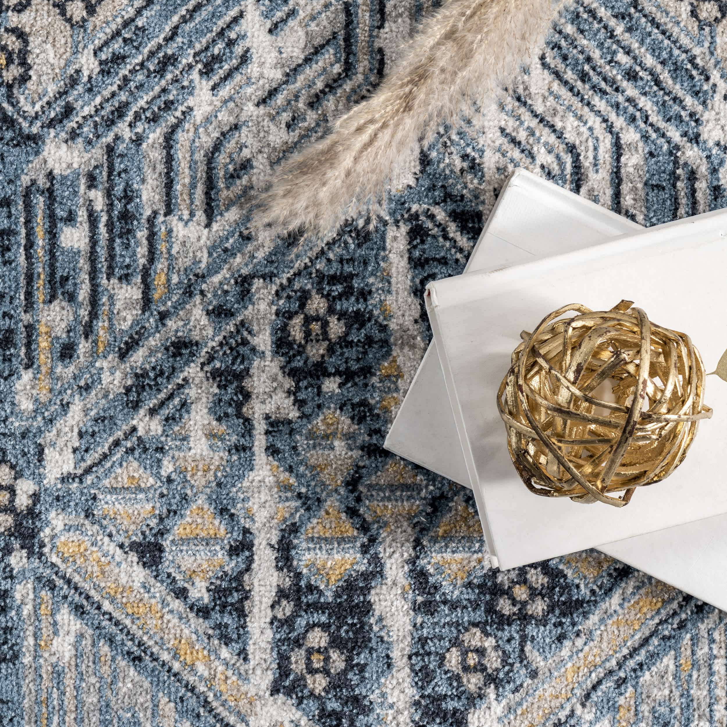 Sidney Machine Washable Vintage Diamond Area Rug - Image 6
