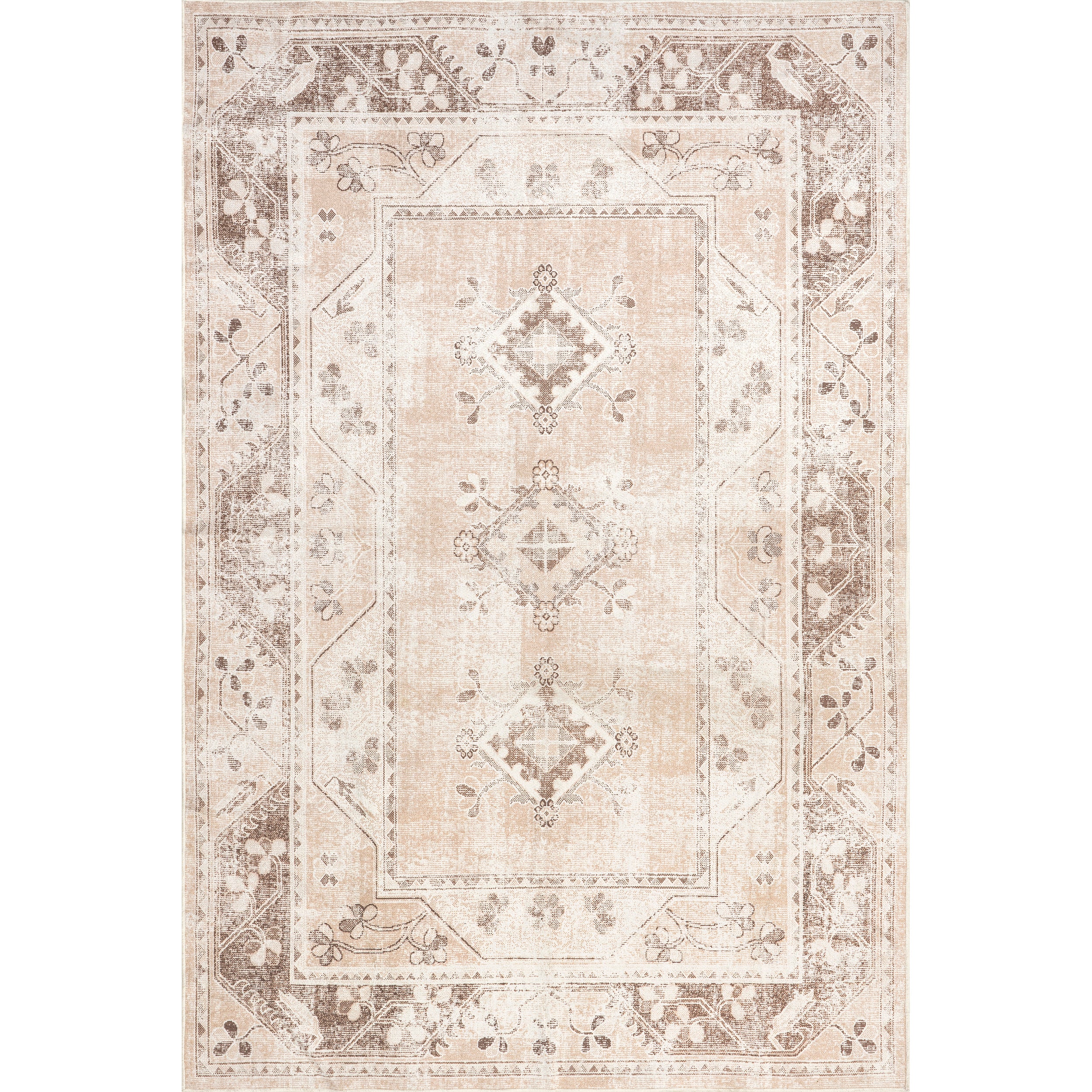 Ellamae Faded Medallion Machine Washable Area Rug