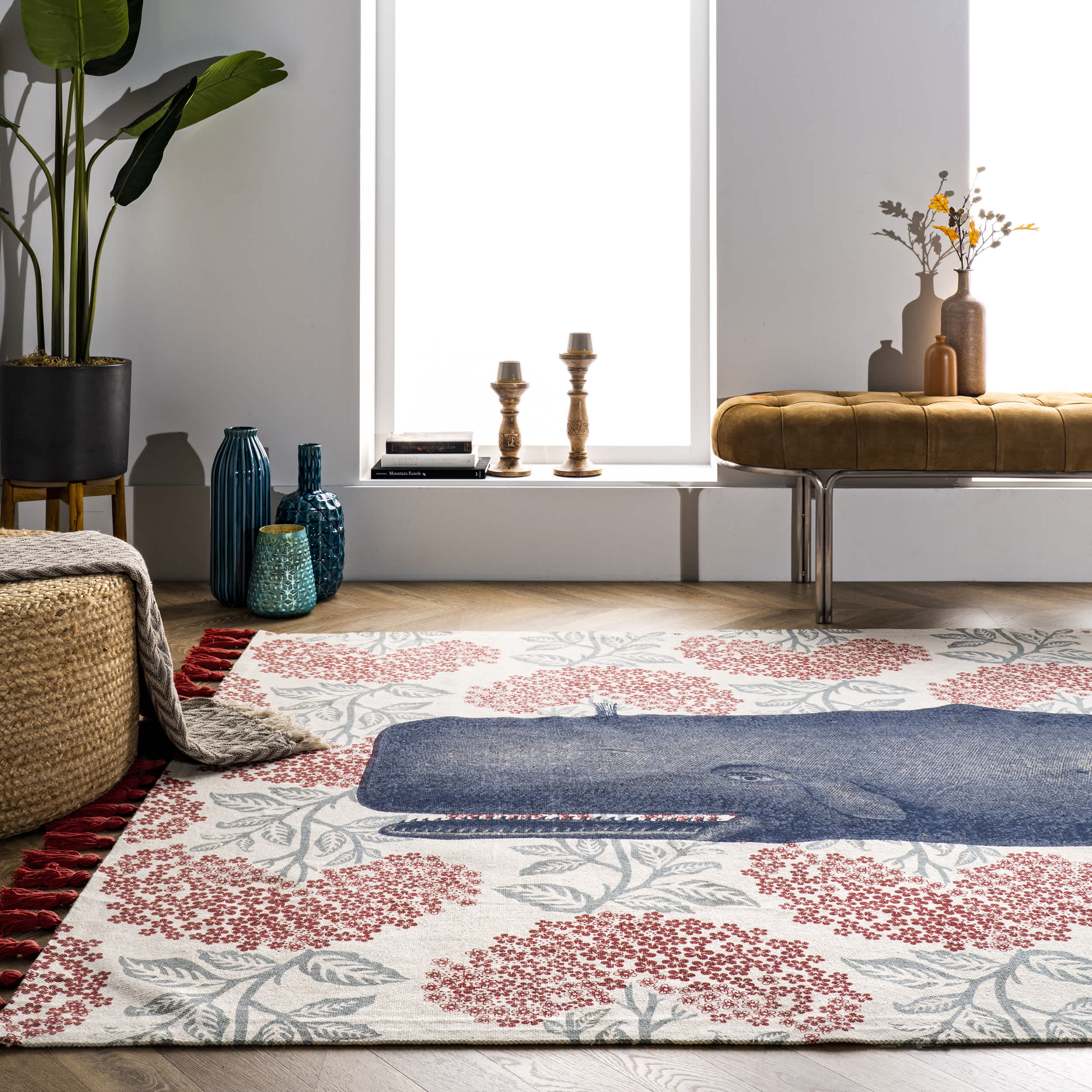 Thomas Paul Flatweave Cotton Whale Area Rug - Image 8