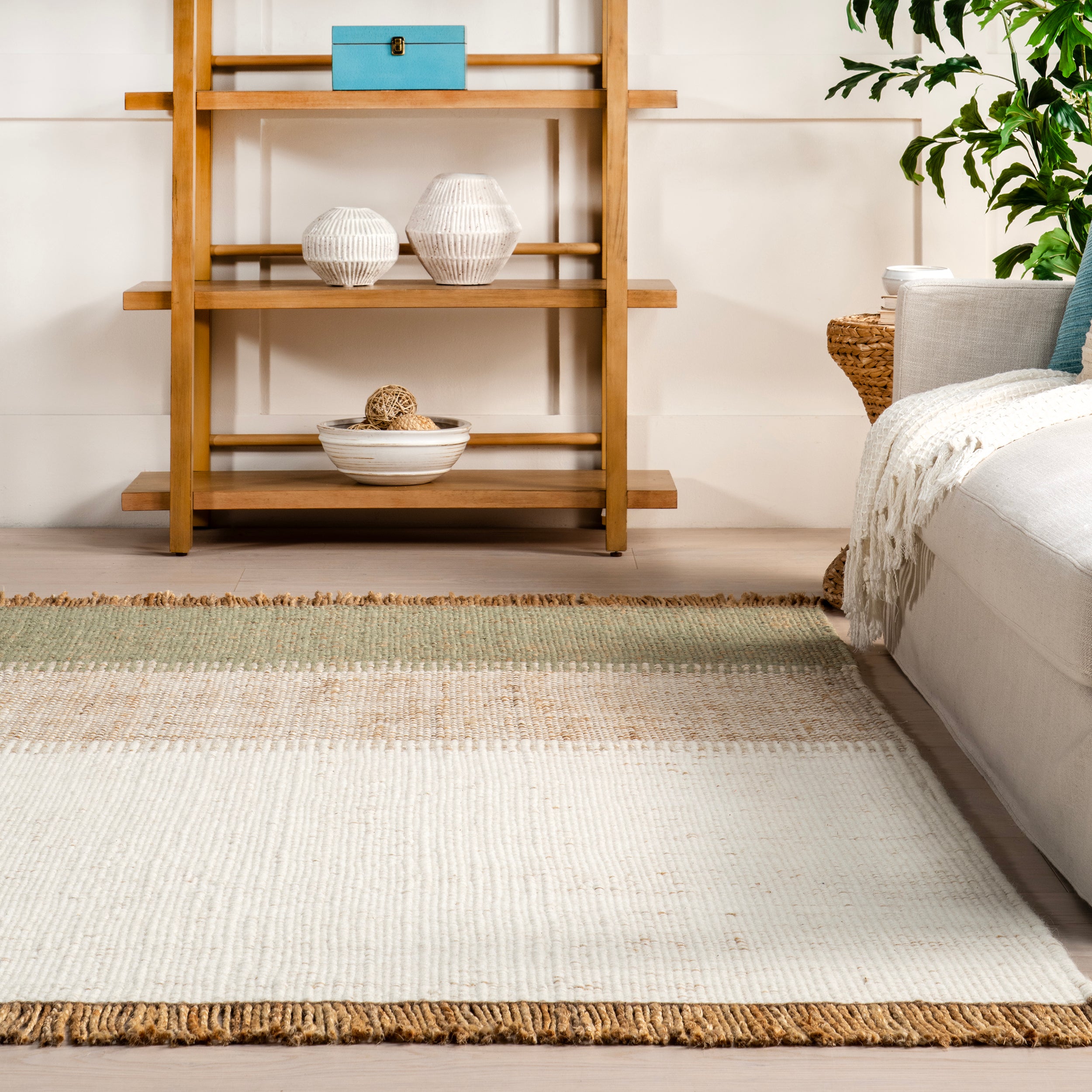 Nanala Bold Striped Jute Tasseled Area Rug - Image 8
