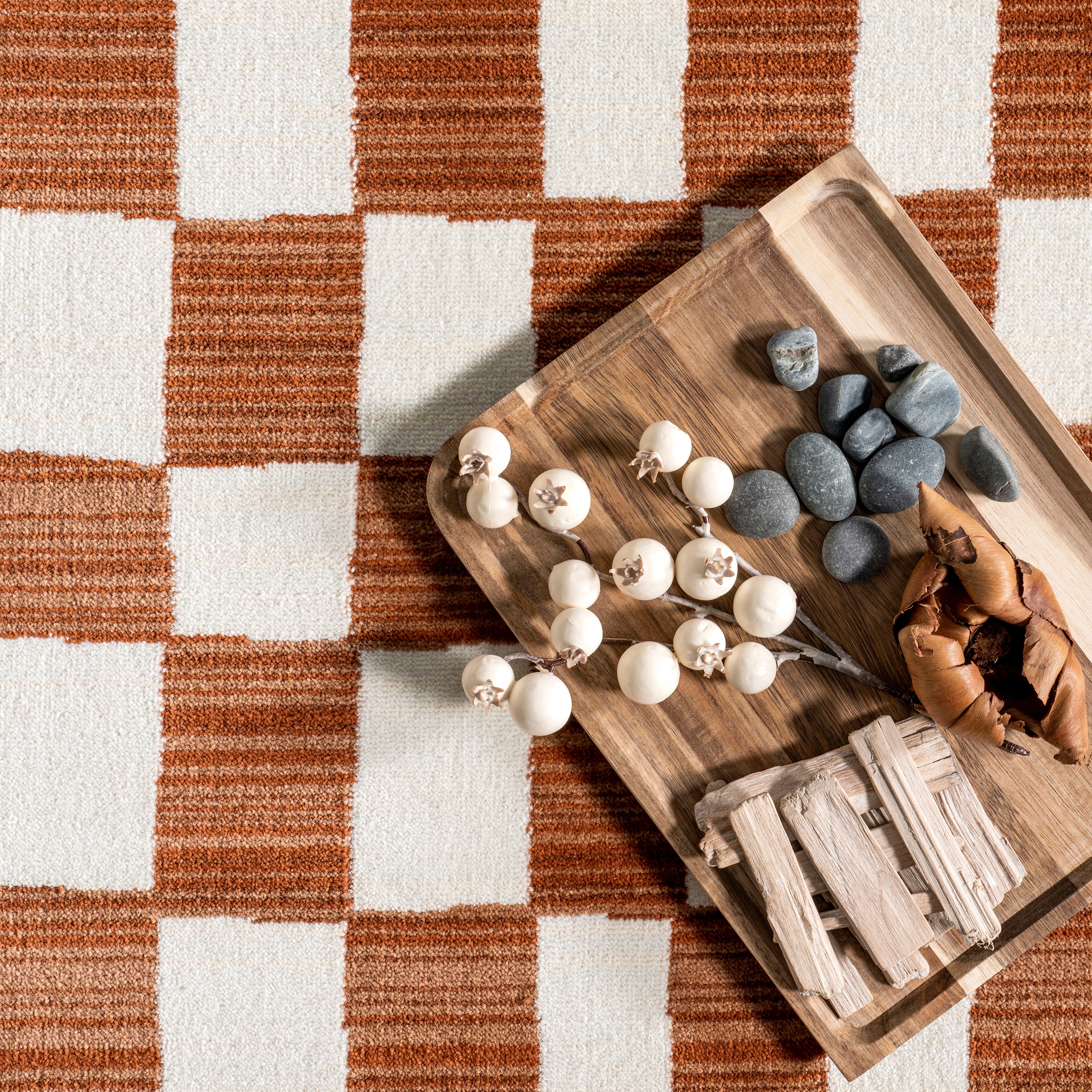 Dominique Abstract Checkered Fringe Area Rug - Image 15