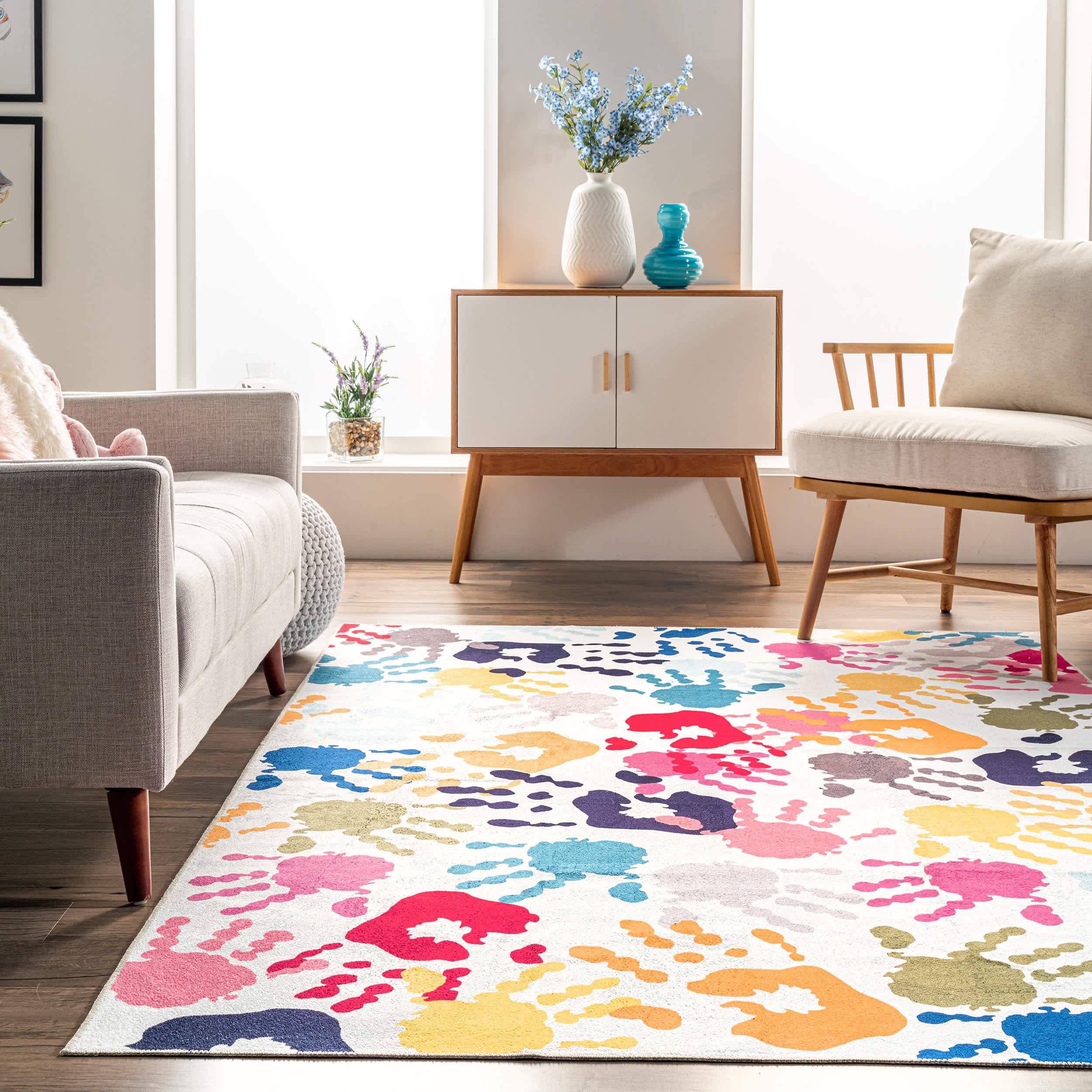 Pinkie Machine Washable Handprint Kids Area Rug - Image 8