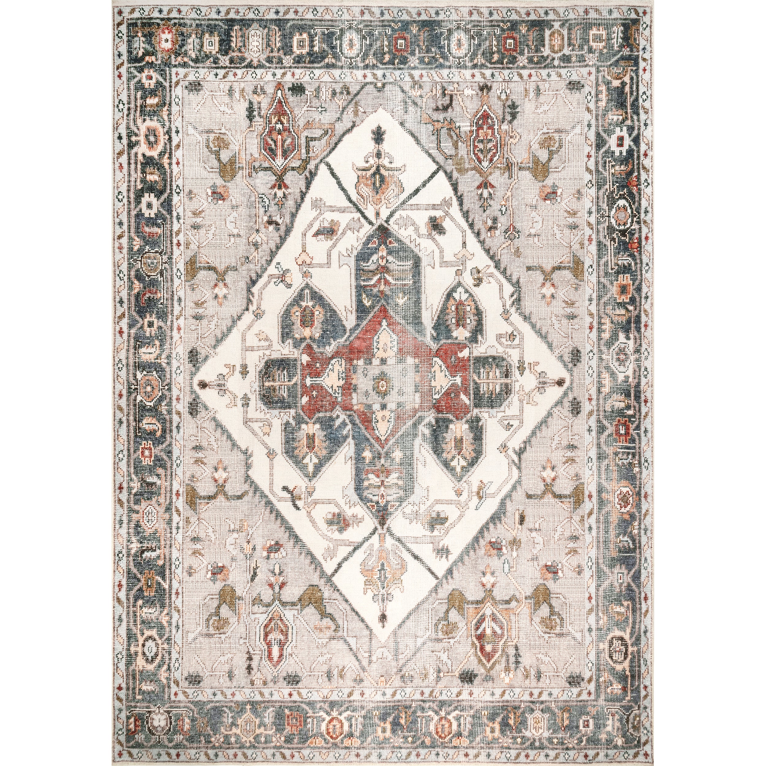Mali Machine Washable Traditional Medallion Area Rug