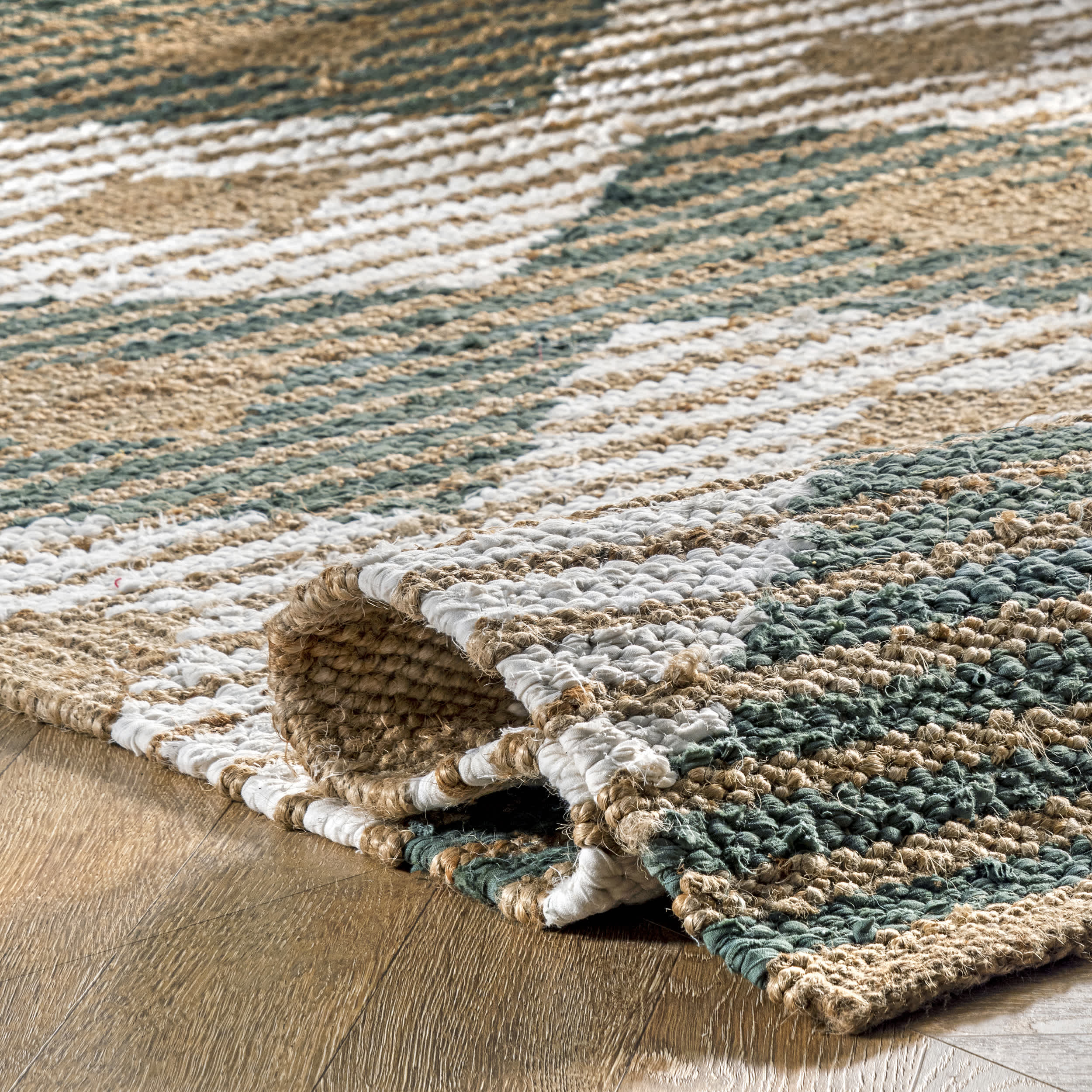 Hand Braided Marla Denim And Jute Diamonds - Image 24