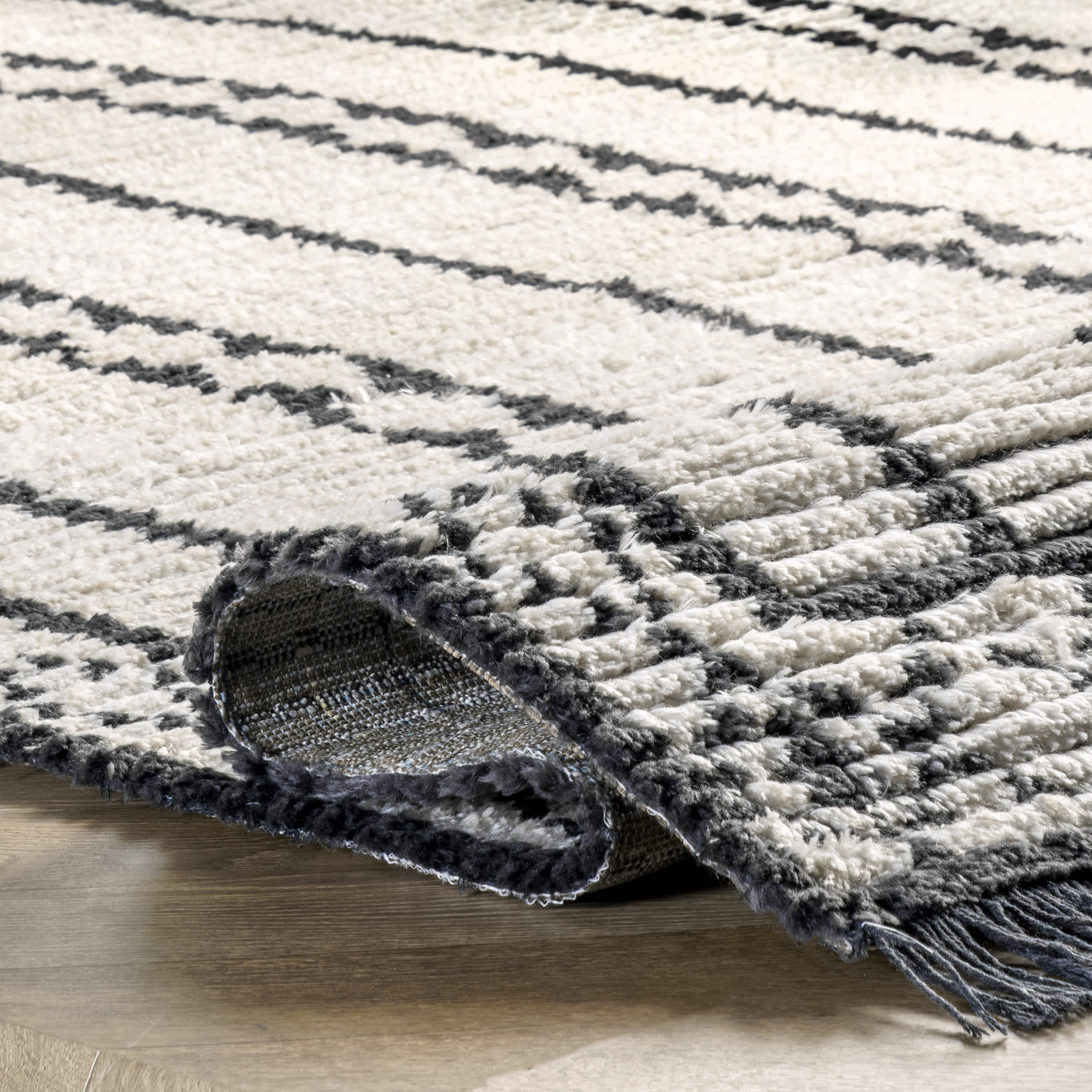 Caroline Tribal Stripe Soft Shag Fringe Area Rug - Image 4