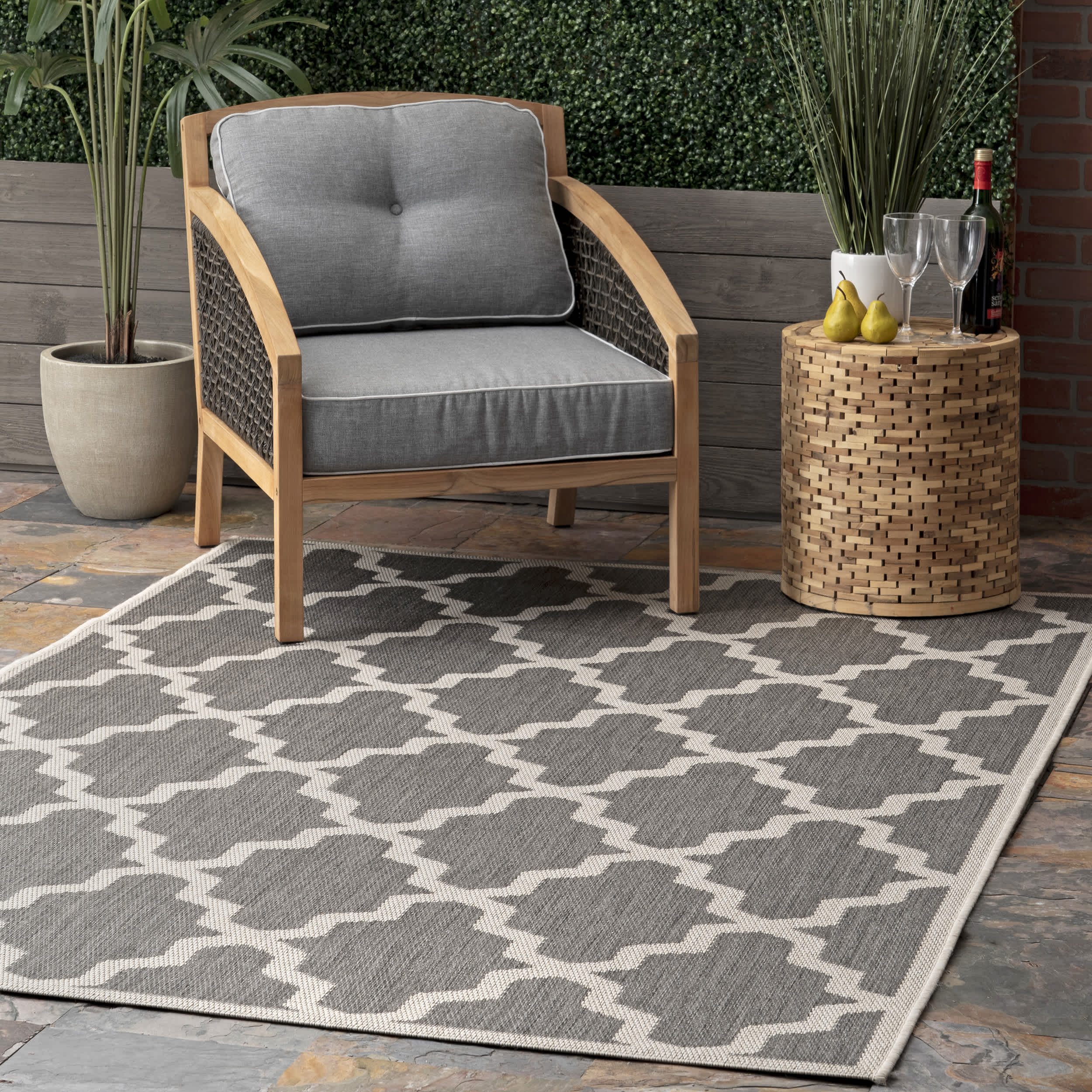 Machine Made Gina Outdoor Moroccan Trellis Area Rug - Image 23