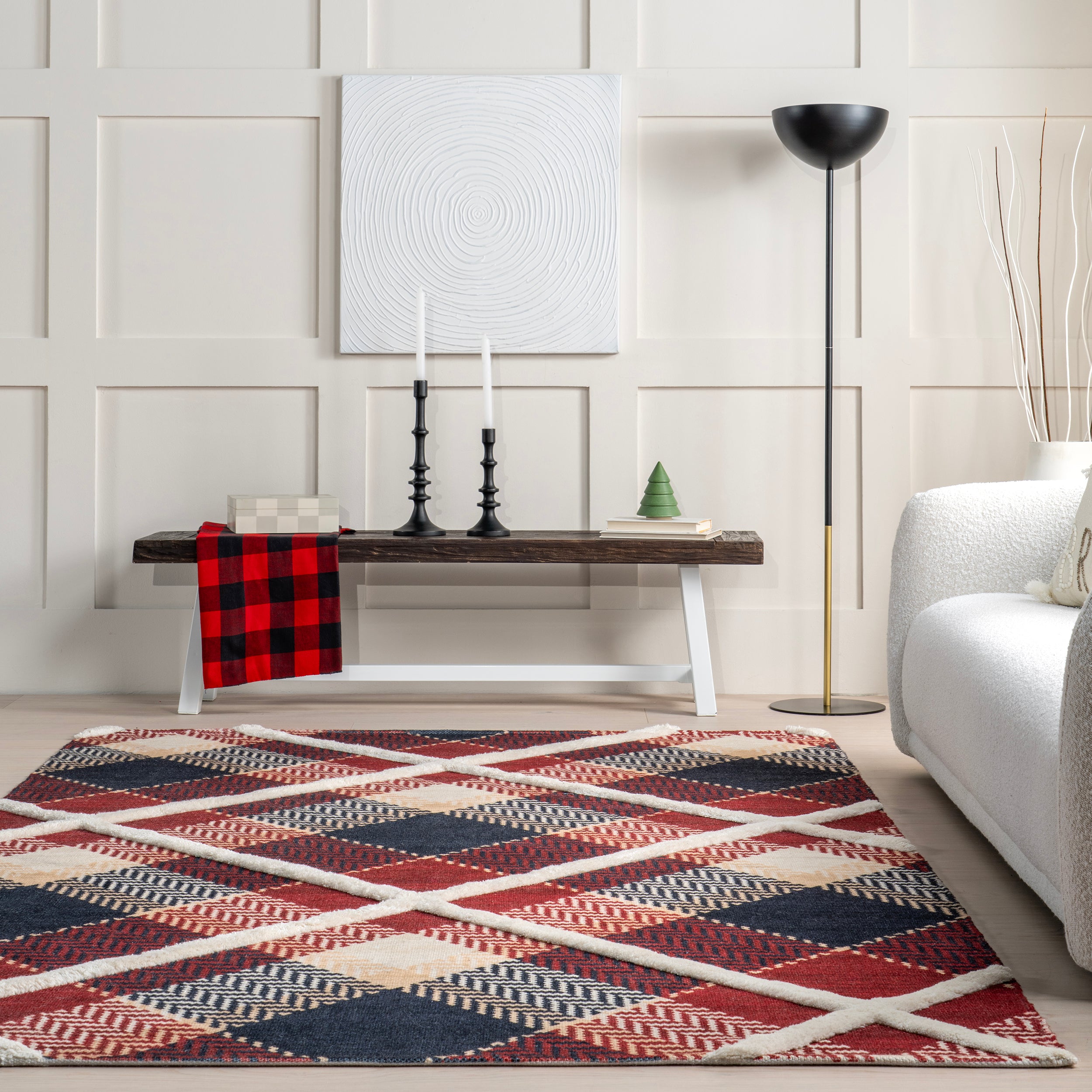 Anastasia High-Low Plaid Area Rug - Image 8