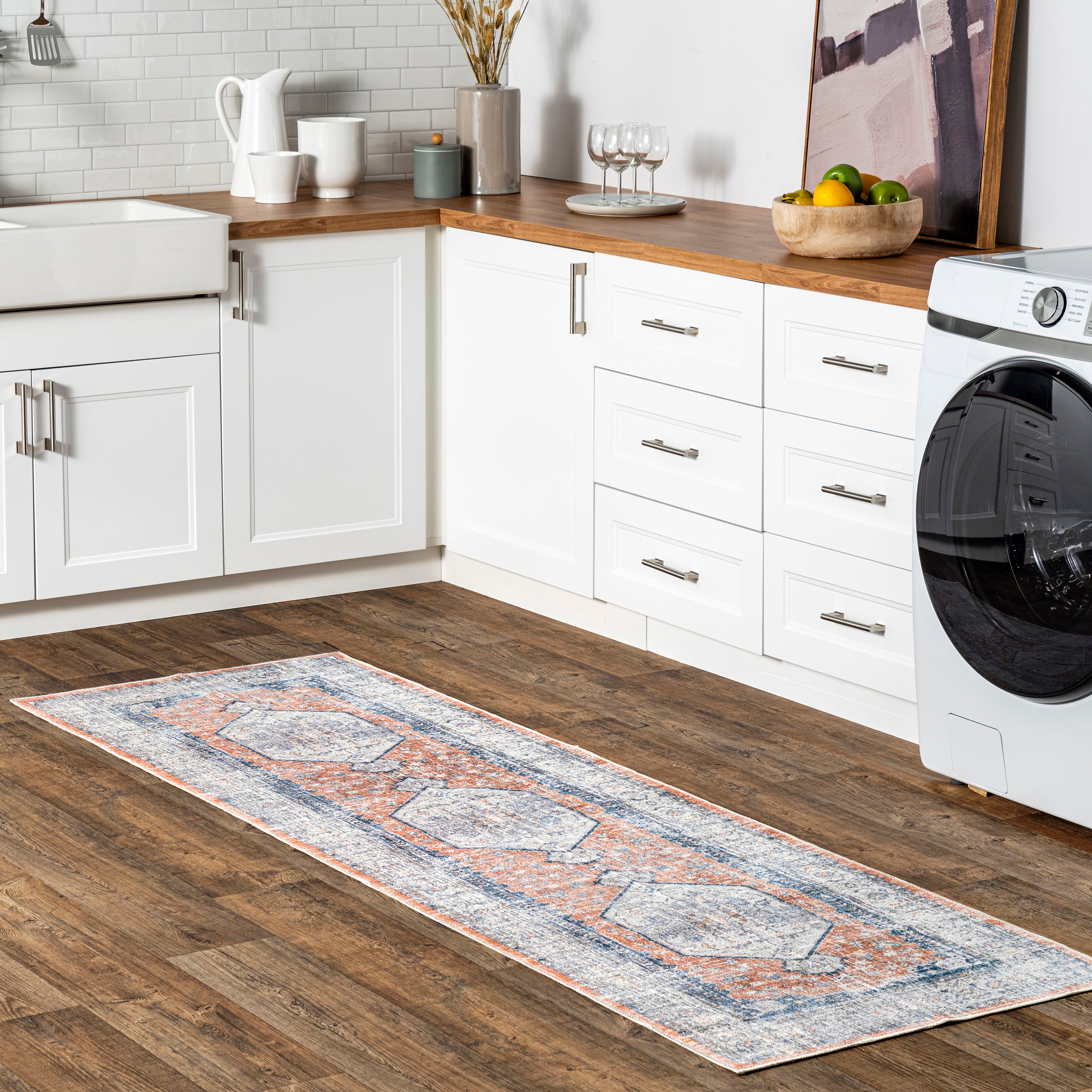 Jacquie Machine Washable Vintage Floral Area Rug - Image 11