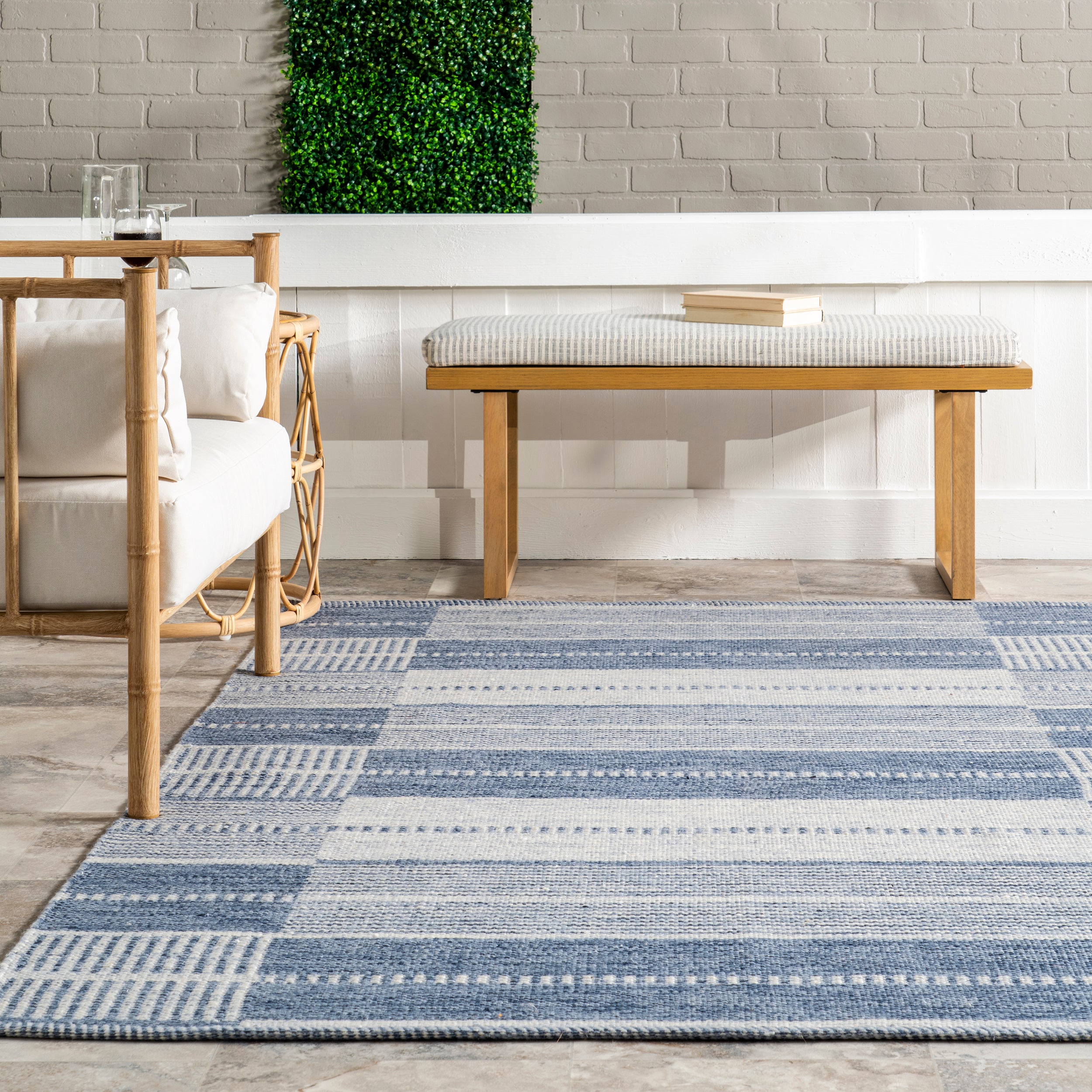 Rayla Striped Blocks Indoor/Outdoor Area Rug - Image 8