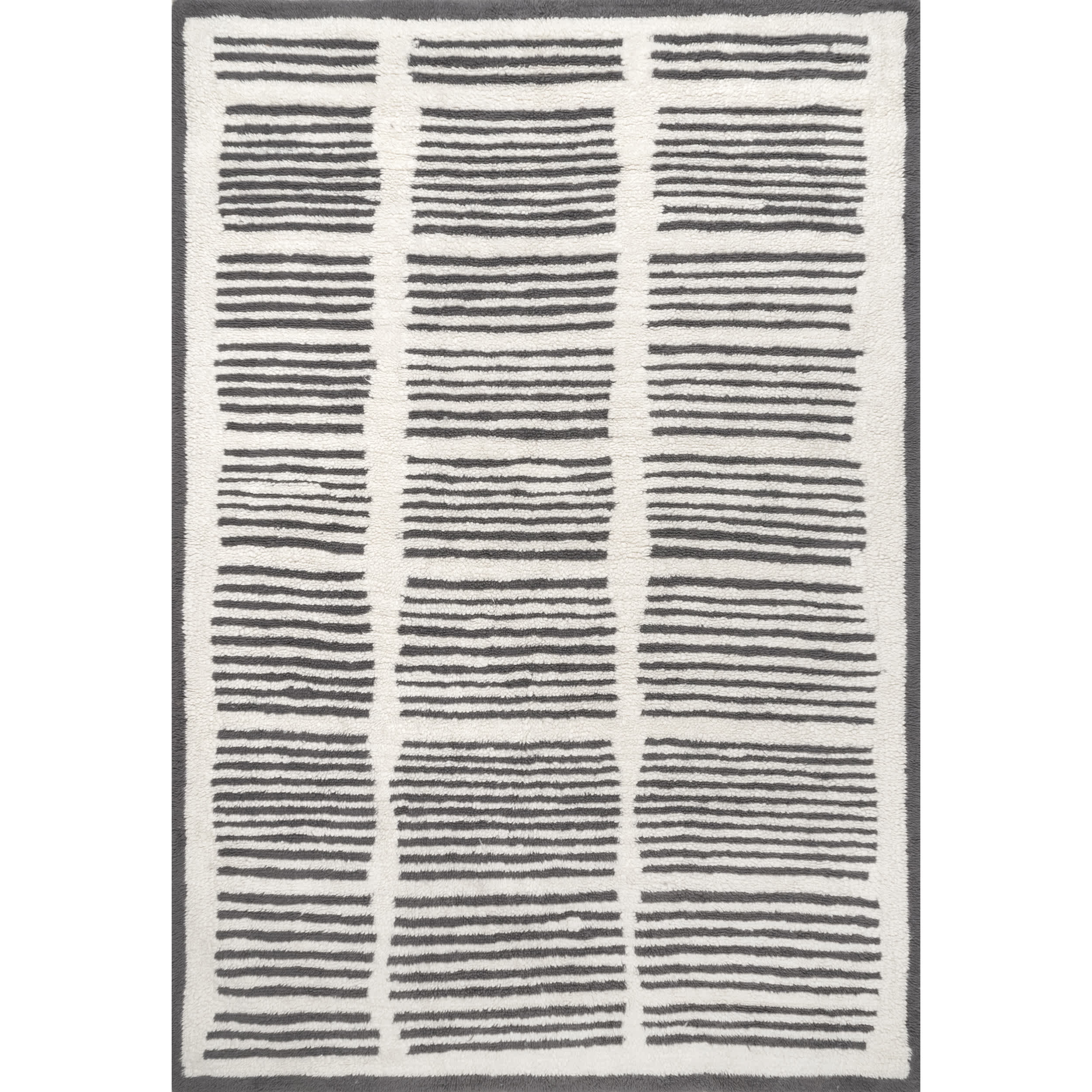 Paneled Pinstripes Wool Washable Area Rug