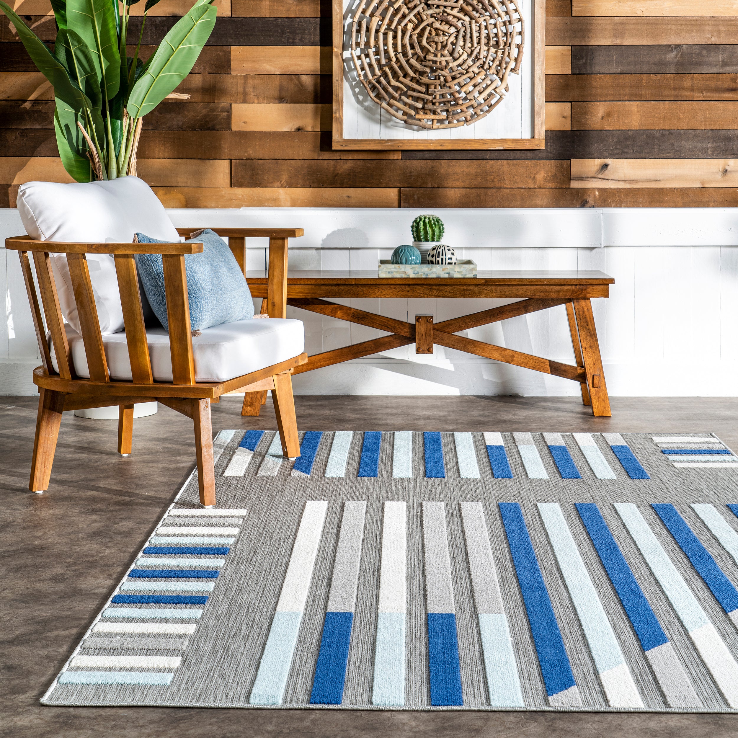 Adali Contemporary Striped Indoor/Outdoor Area Rug - Image 8