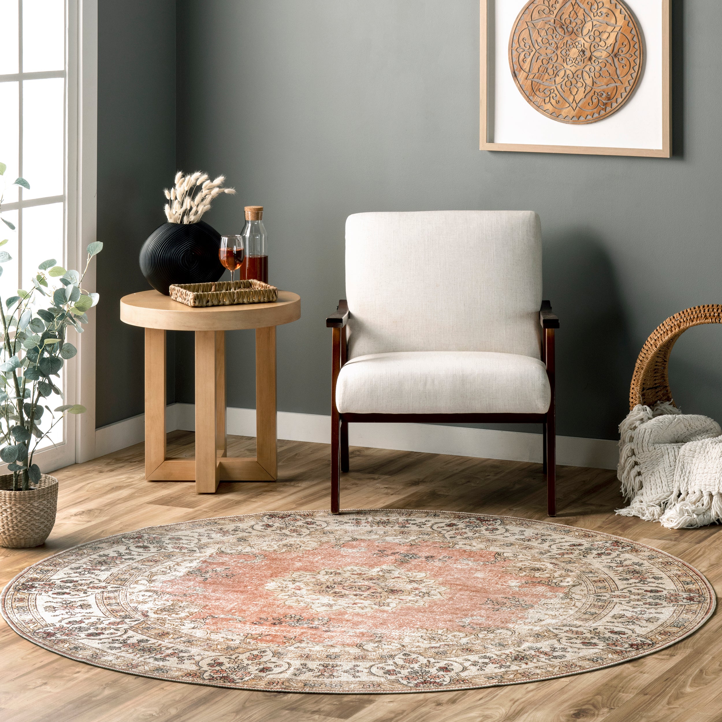 Ren Vintage Floral Machine Washable Area Rug - Image 10