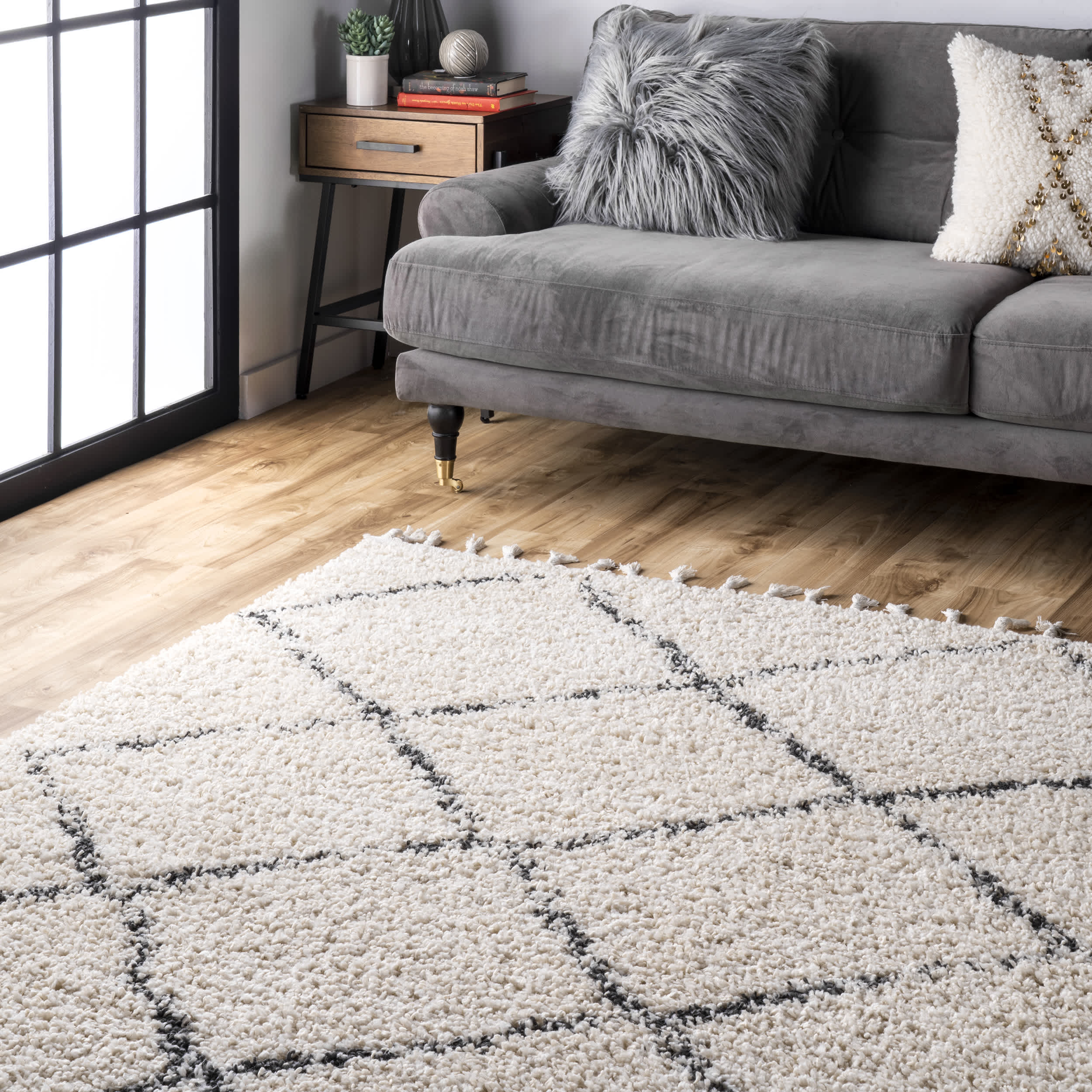 Jessie Moroccan Lattice Tassel Area Rug - Image 9