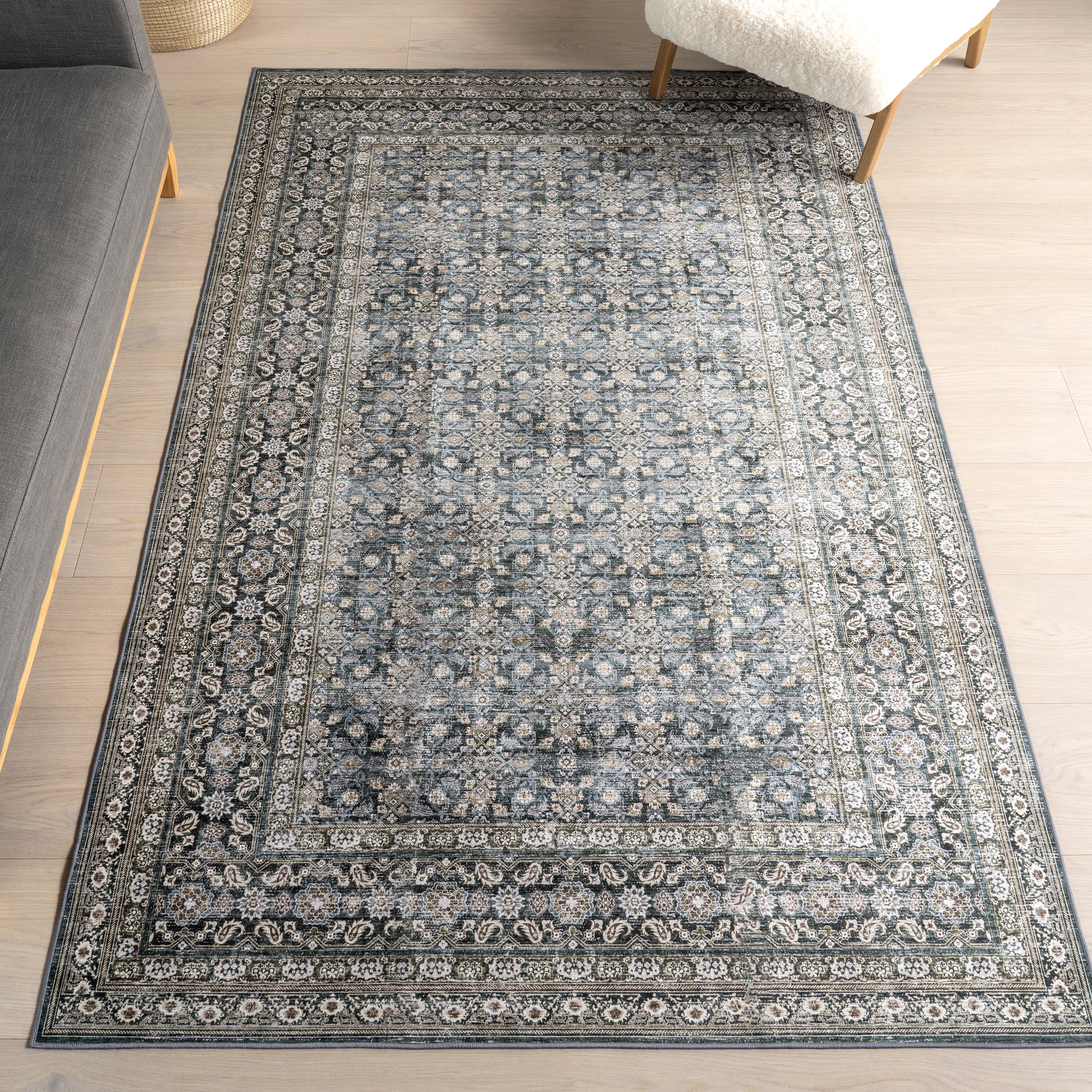 Quintessa Medallion Spill Proof Machine Washable Area Rug - Image 2