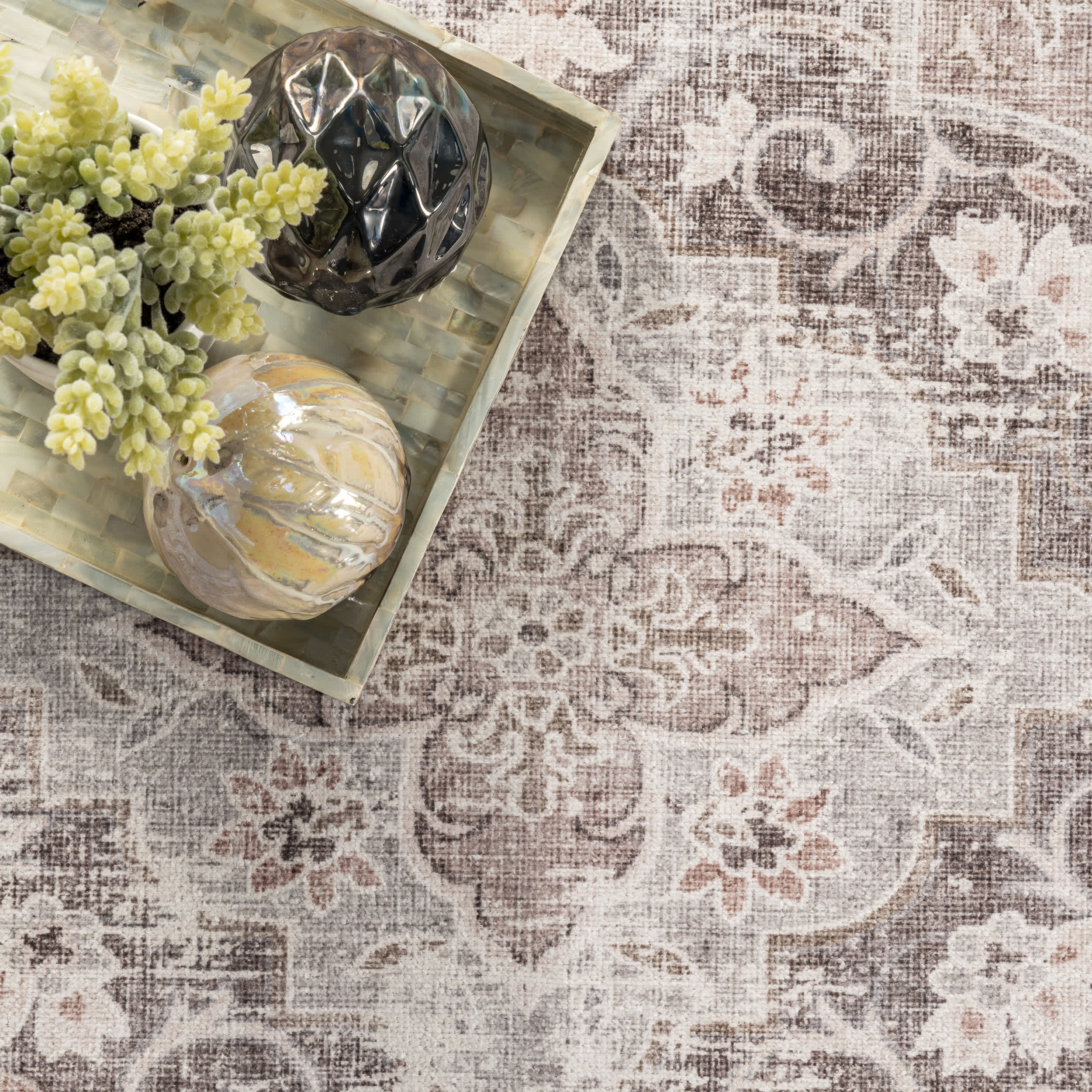 Elsa Machine Washable Floral Blossom Medallion Area Rug - Image 6