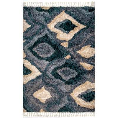 Zaniyah Abstract Iris Shag with Tassel Area Rug
