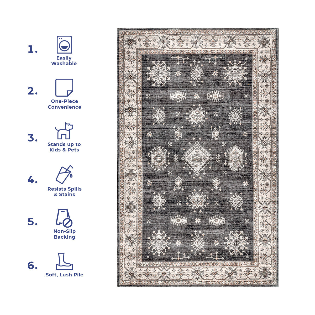 Mollie Machine Washable Traditional Border Area Rug - Image 12