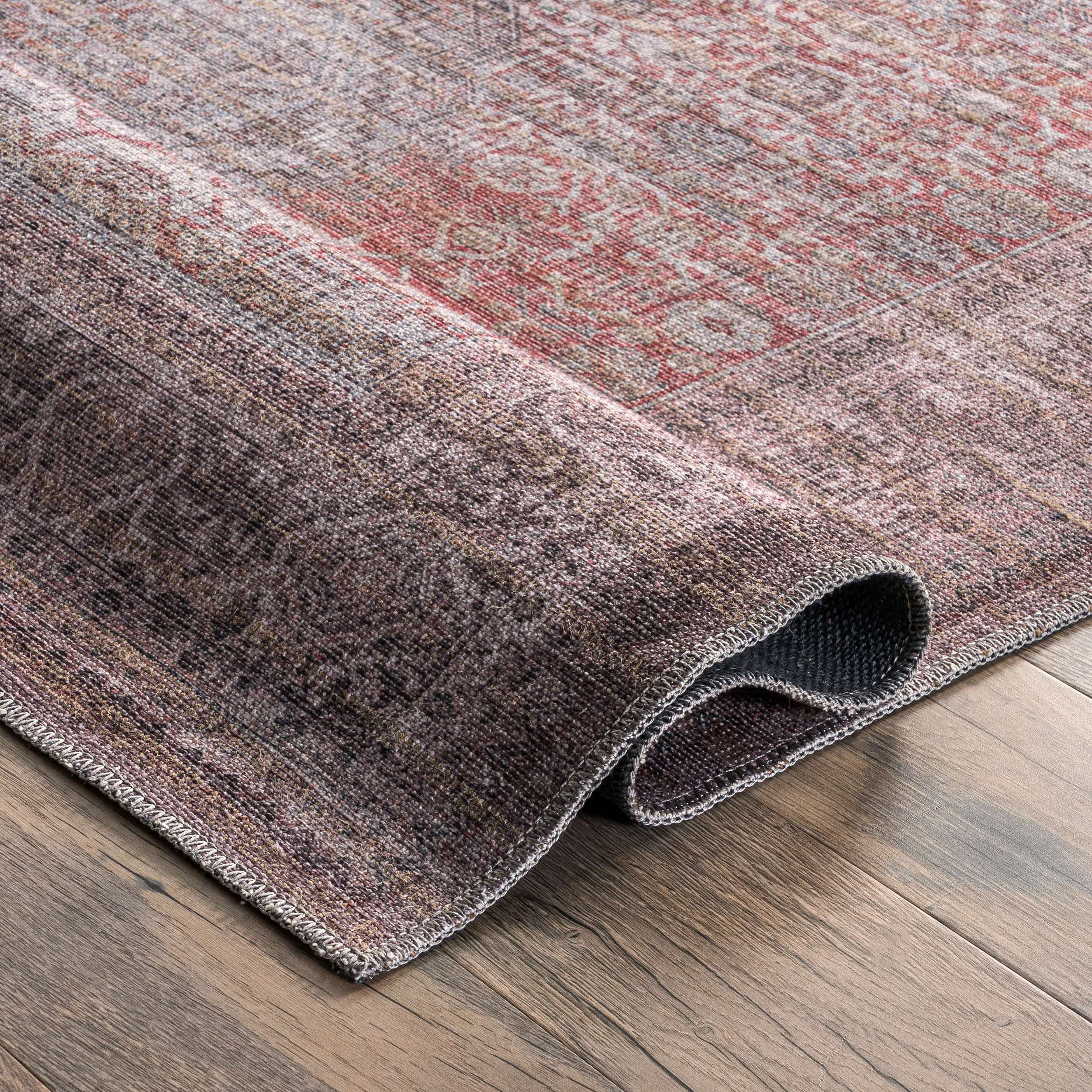 Justine Machine Washable Faded Geometric Medallion Area Rug - Image 4
