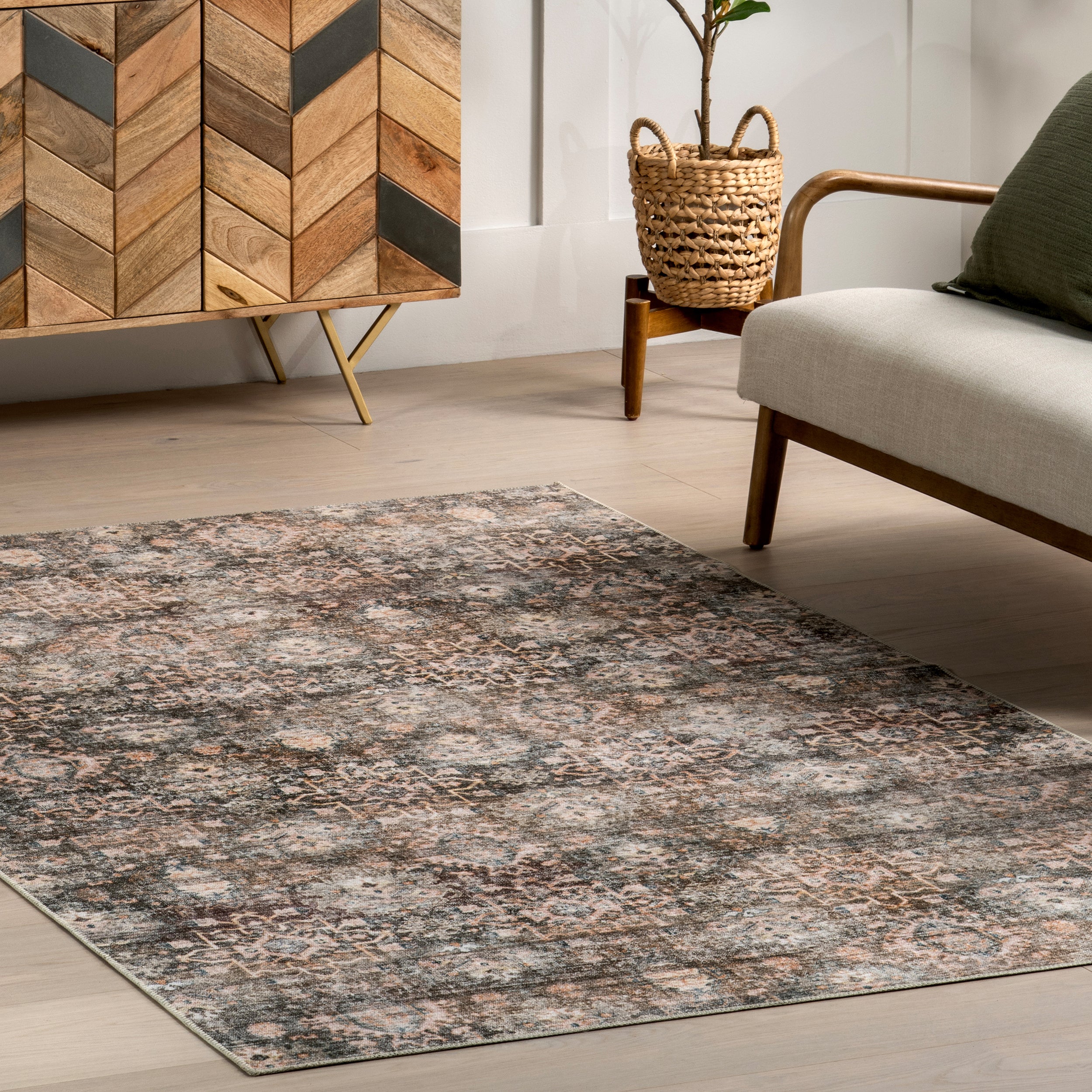 Keziah Vintage Medallion Stain-Resistant Machine Washable Area Rug - Image 9