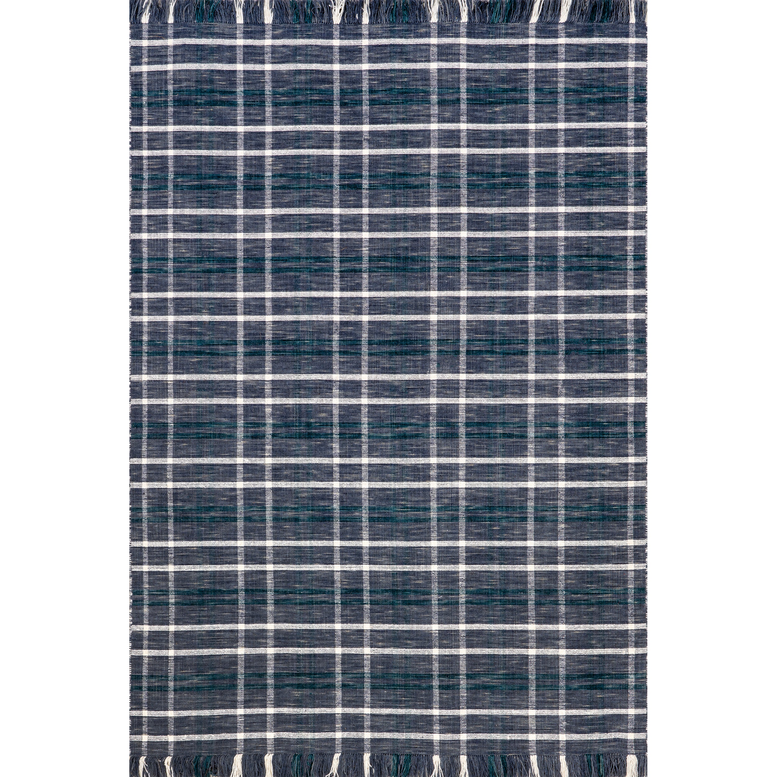 Loretta Plaid Wool Fringe Area Rug