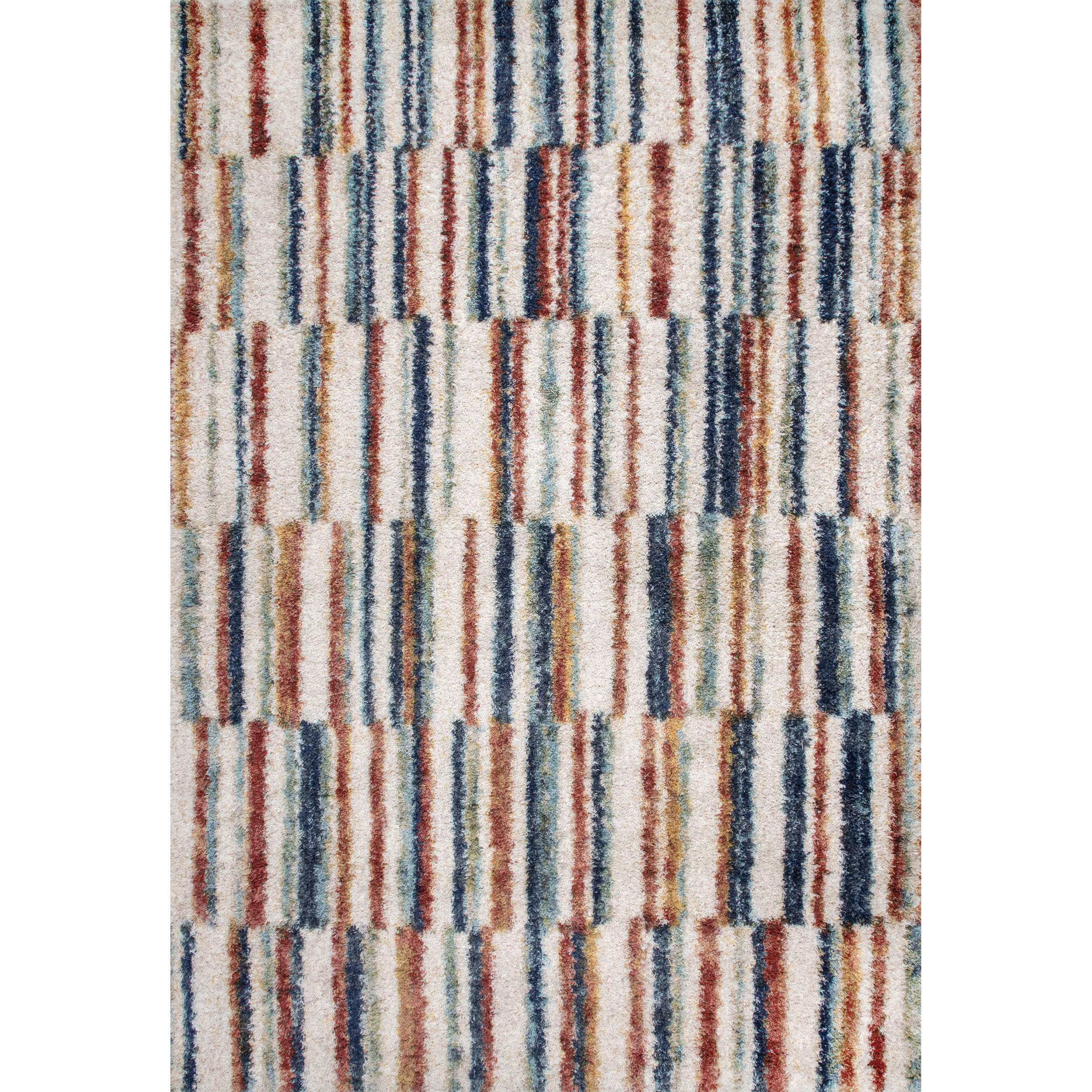 Aimee Banded Stripes Shaggy Area Rug