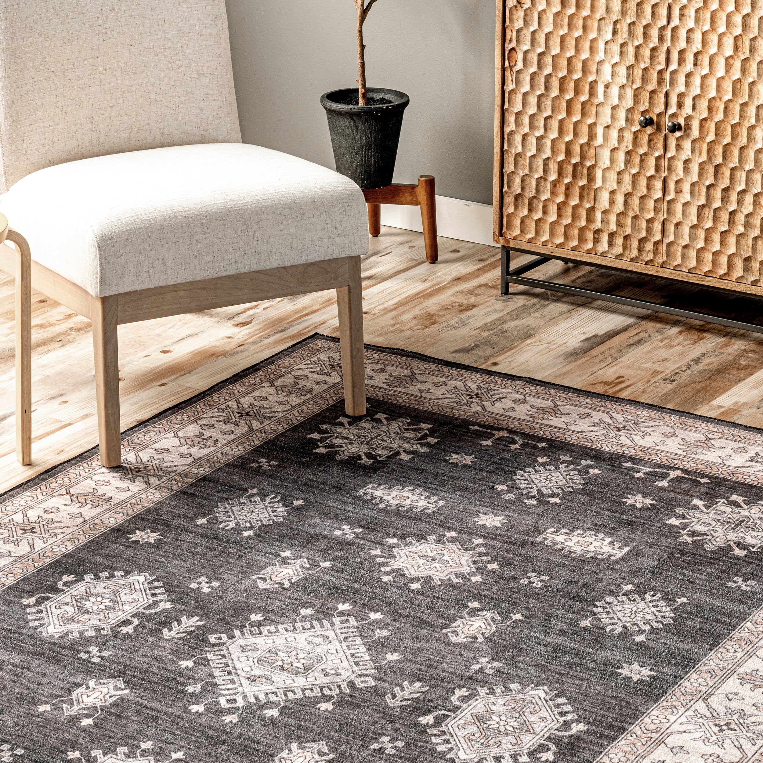 Mollie Machine Washable Traditional Border Area Rug - Image 9