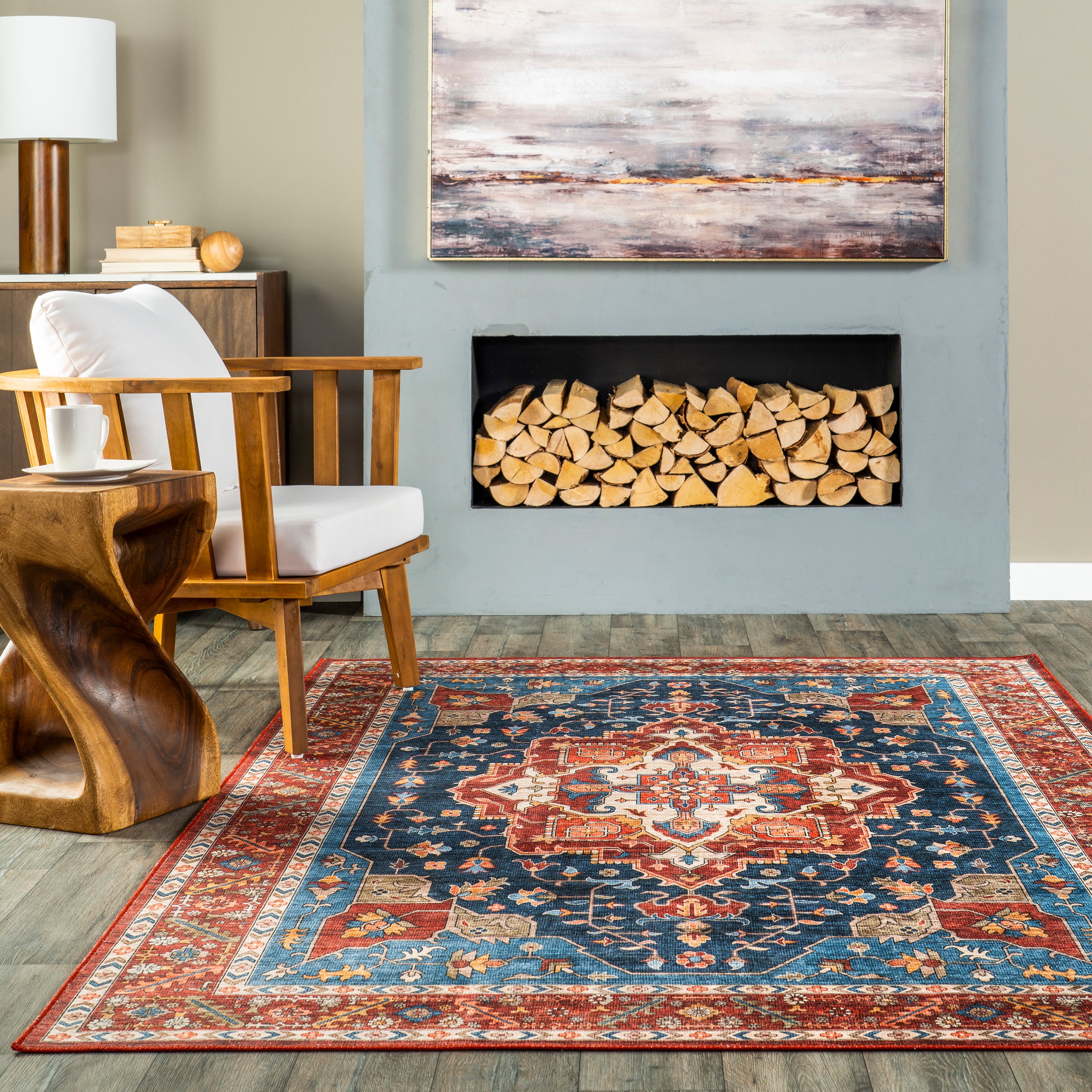 Hera Medallion Stain-Resistant Machine Washable Area Rug - Image 18