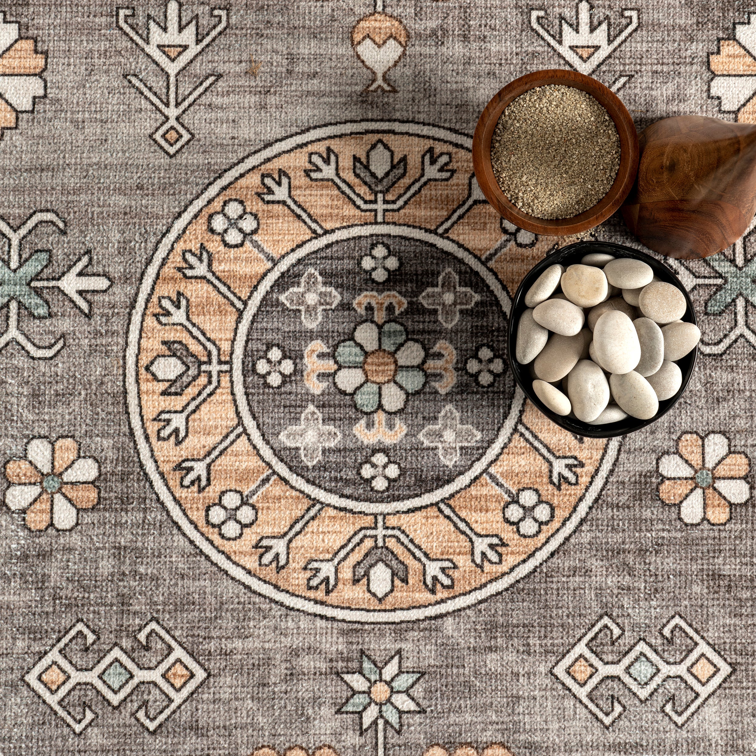 Tama Circle Medallion Machine Washable Area Rug - Image 6