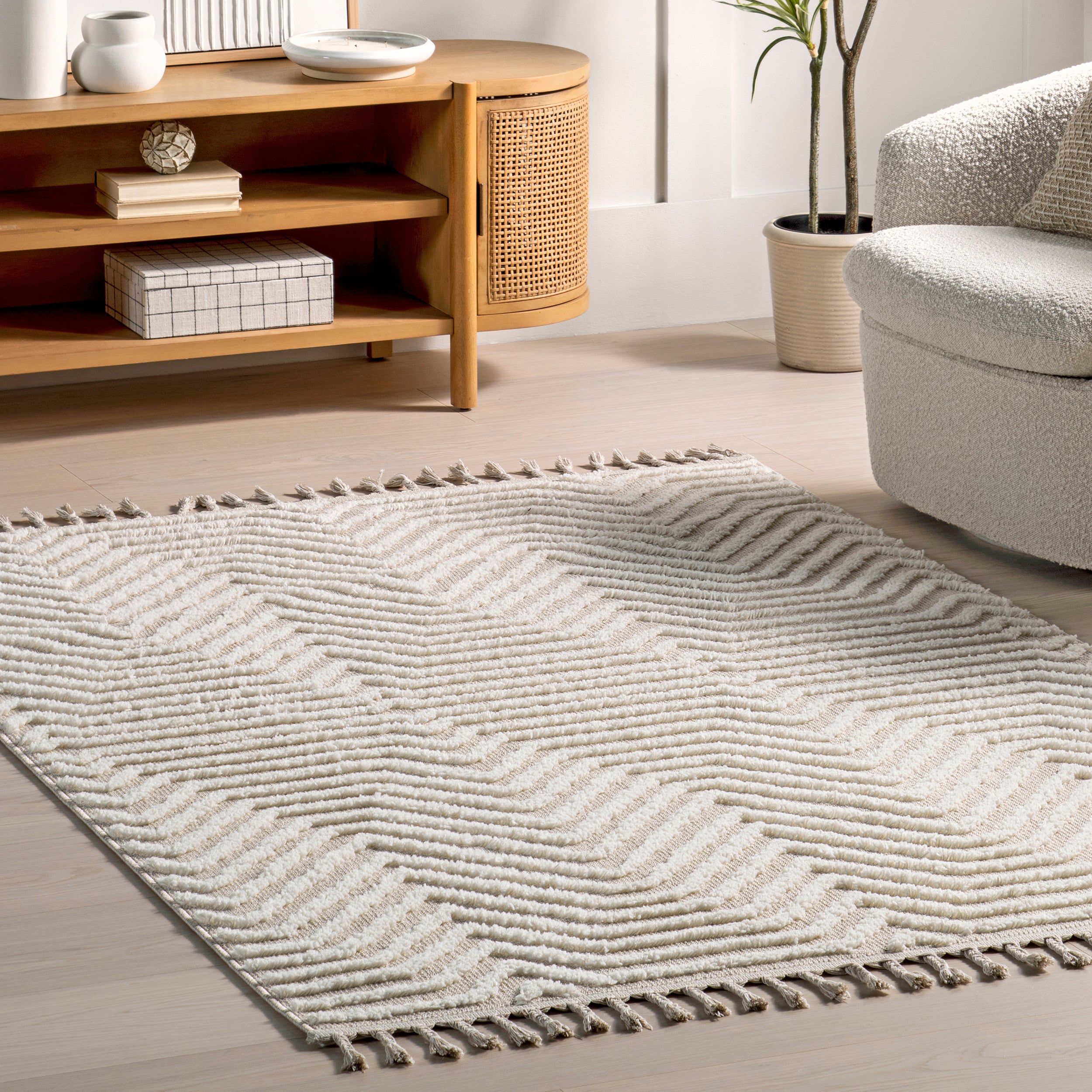 Briallyn Modern Waves Tassel Area Rug - Image 9