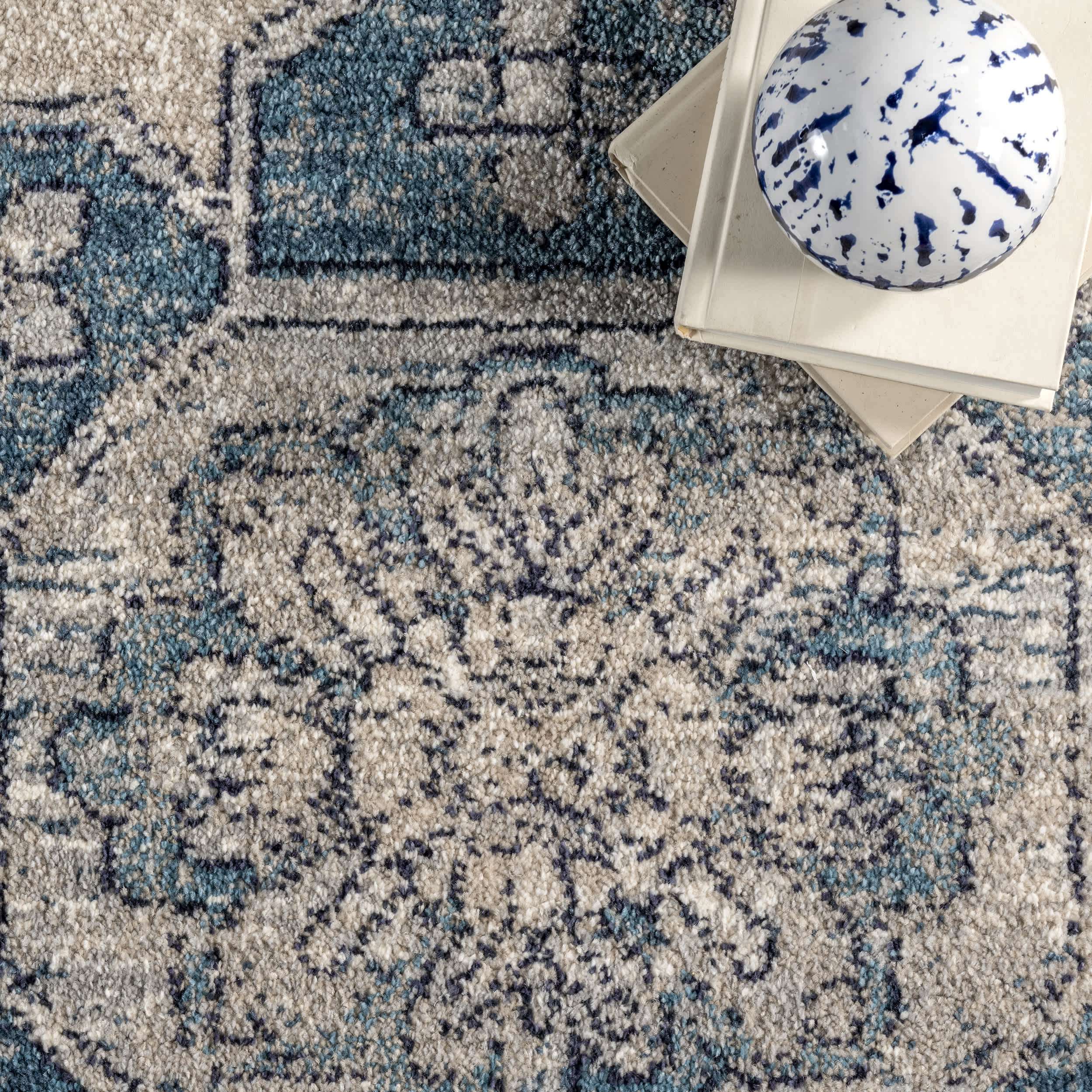Alexis Vintage Distressed Medallion Area Rug - Image 6