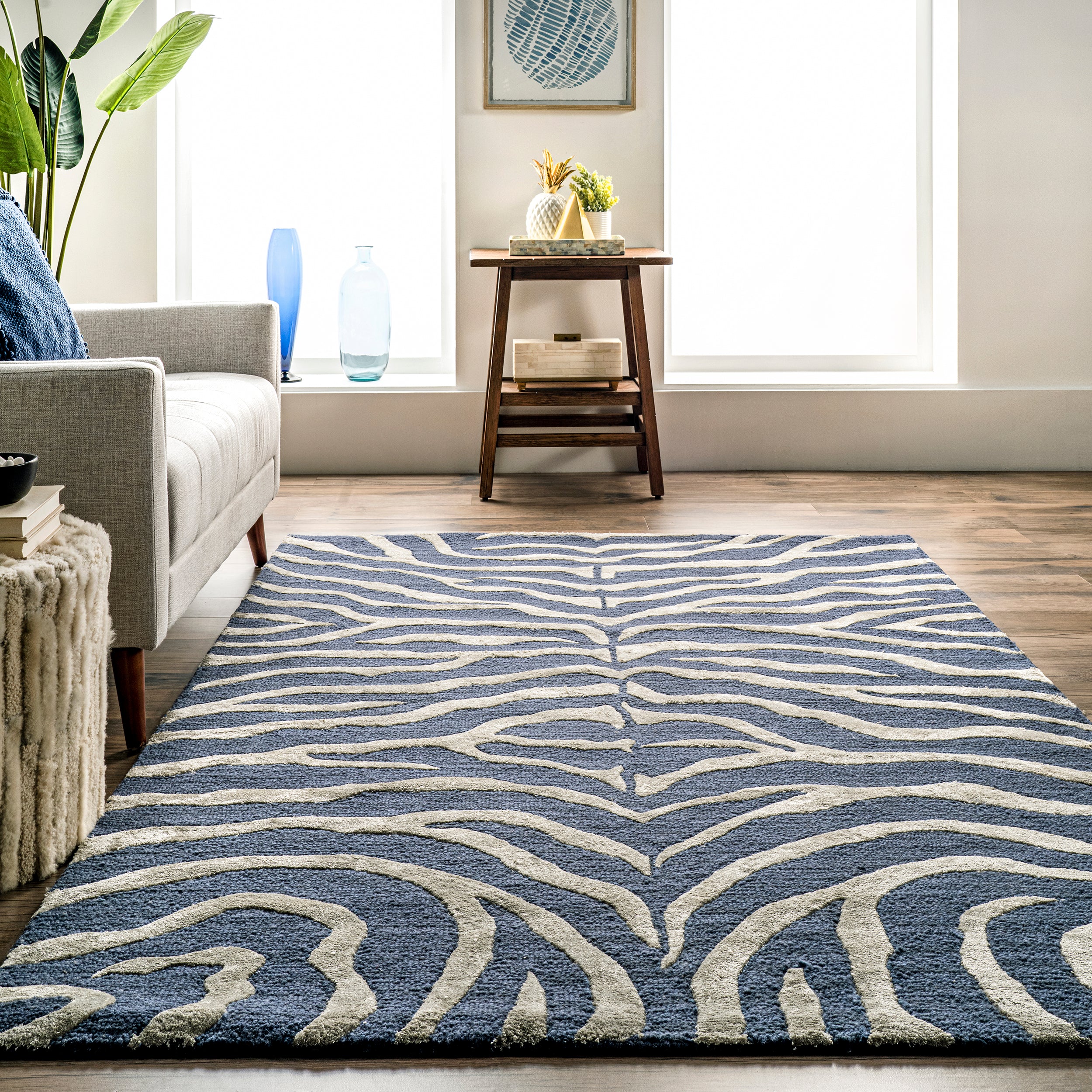 Hand Tufted Plush Zebra Area Rug - Image 18