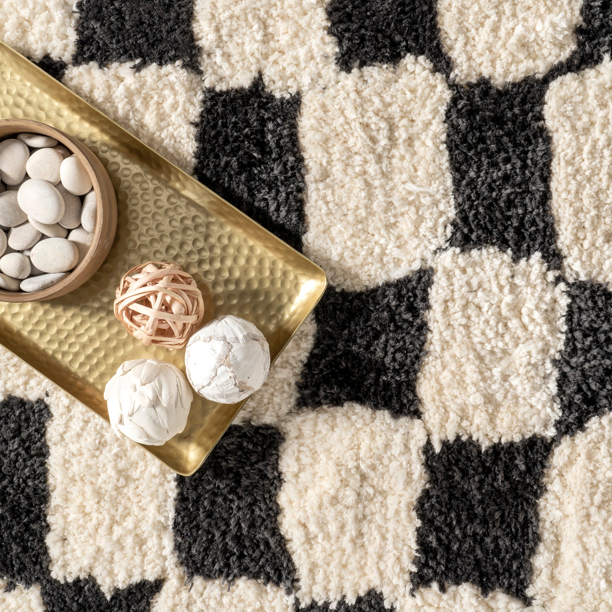 Nathalie Modern Checkered Shag Area Rug - Image 6