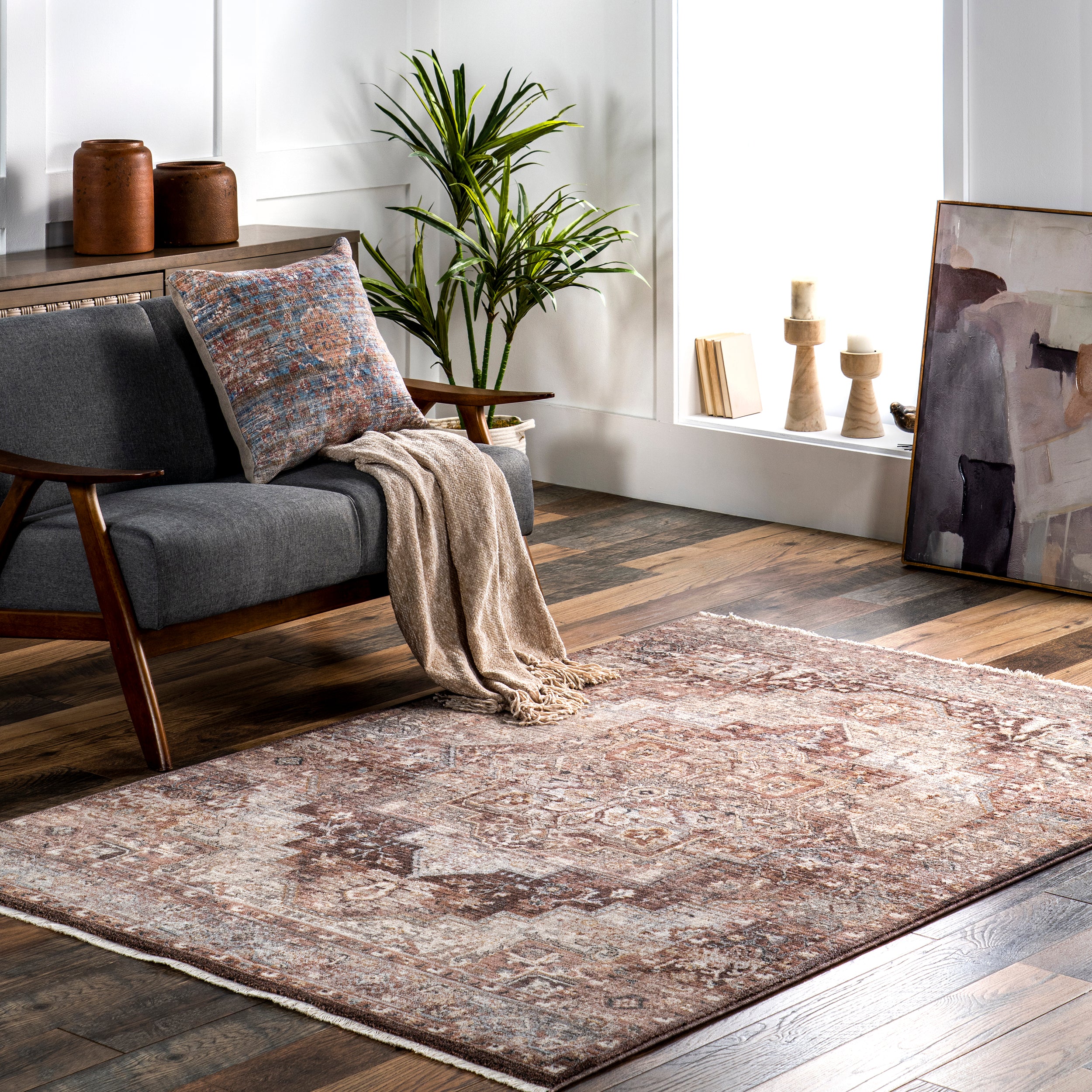 Philippa Traditional Medallion Fringe Area Rug - Image 2