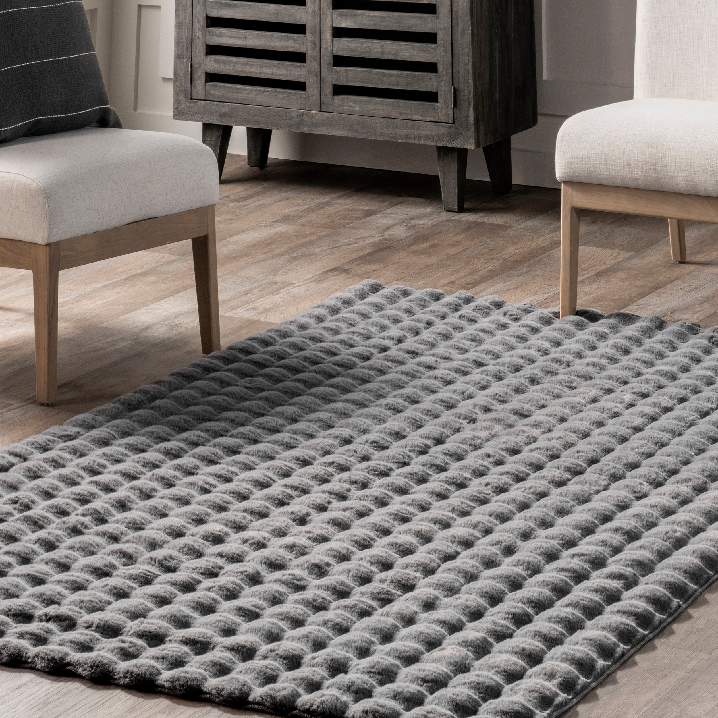 Jeni Solid Faux Rabbit Machine Washable Area Rug - Image 19