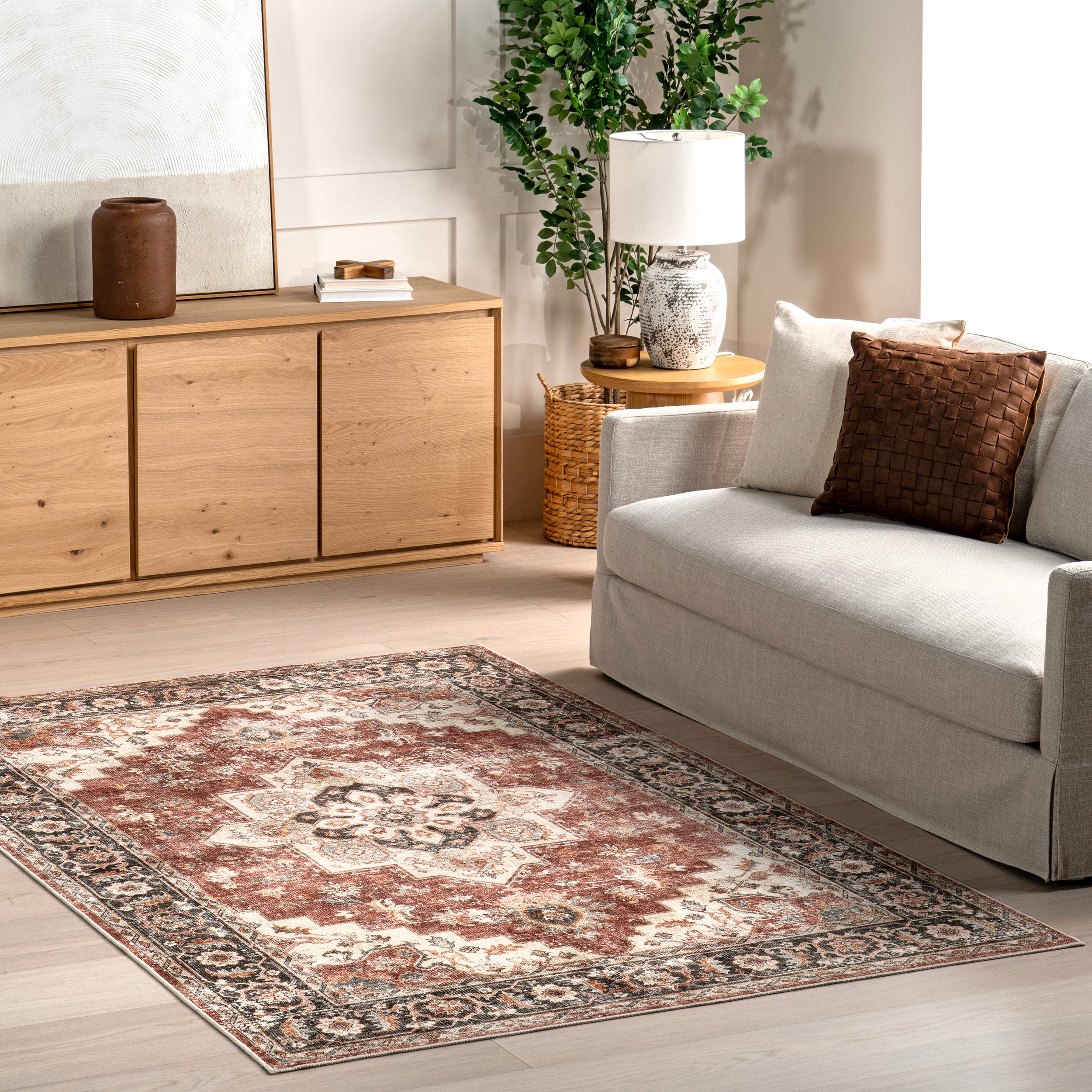 Arbor Traditional Vintage Machine Washable Area Rug - Image 2