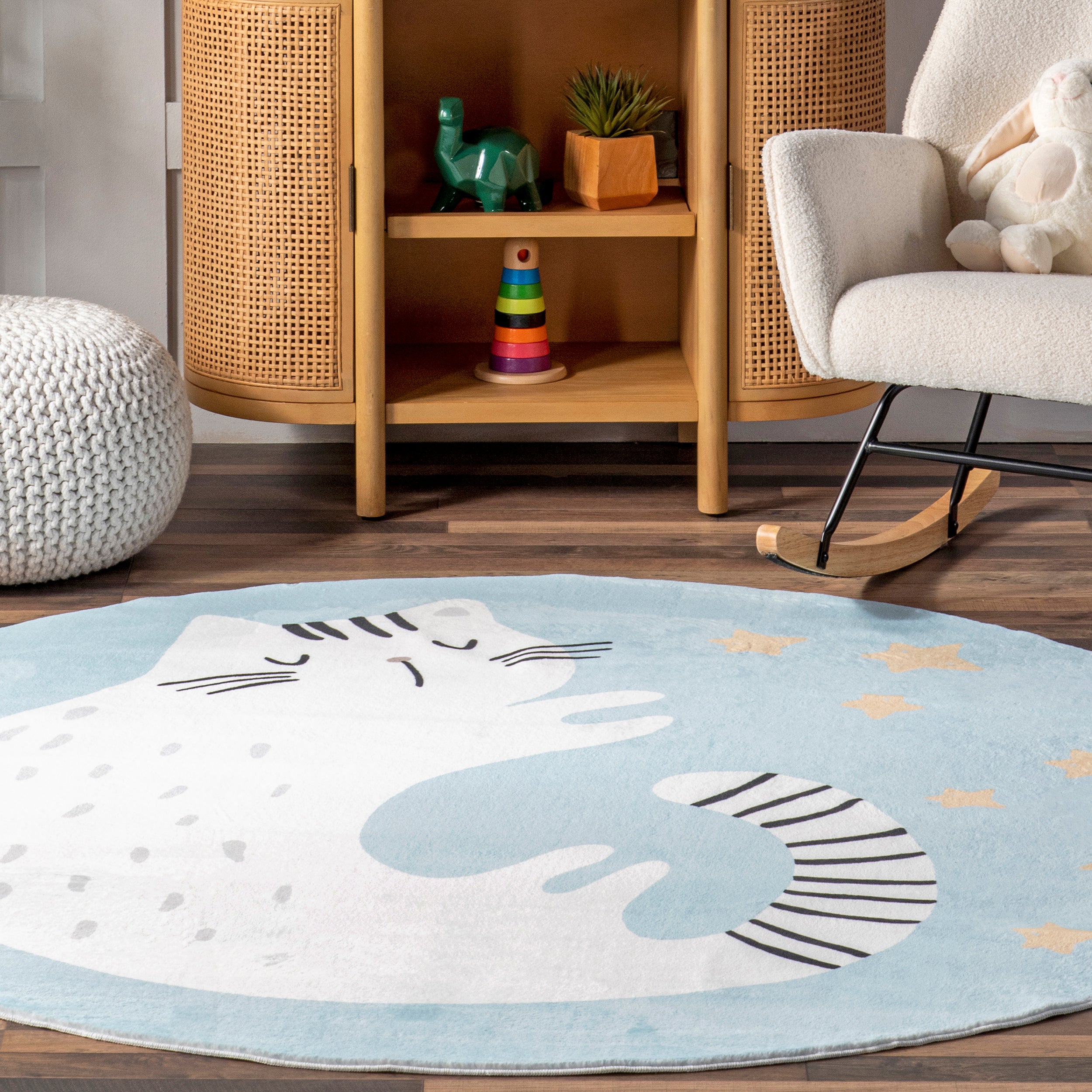 Adalynn Sleepy Cat Kids Machine Washable Area Rug - Image 9