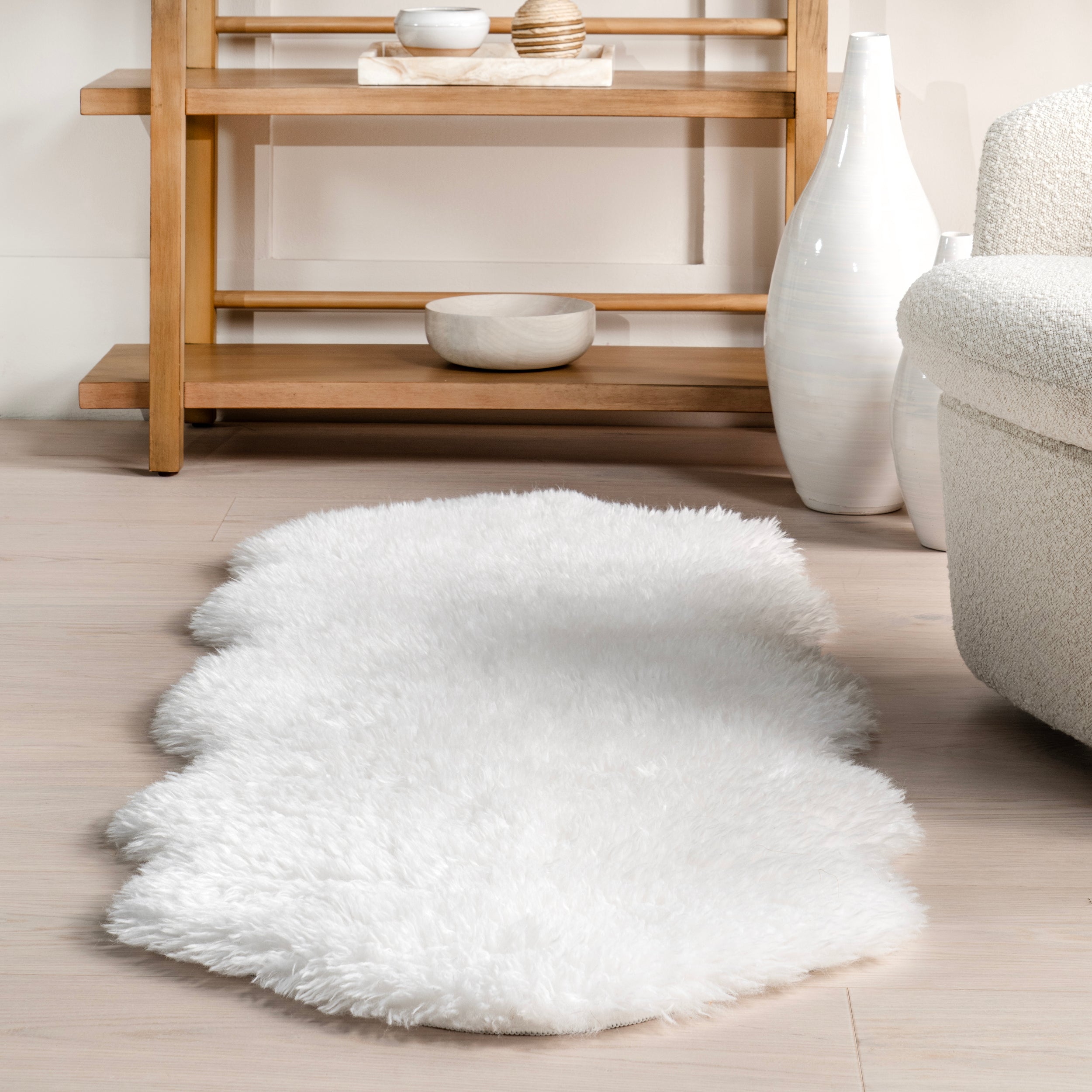 Salome Plush Faux Sheepskin Machine Washable Area Rug - Image 8