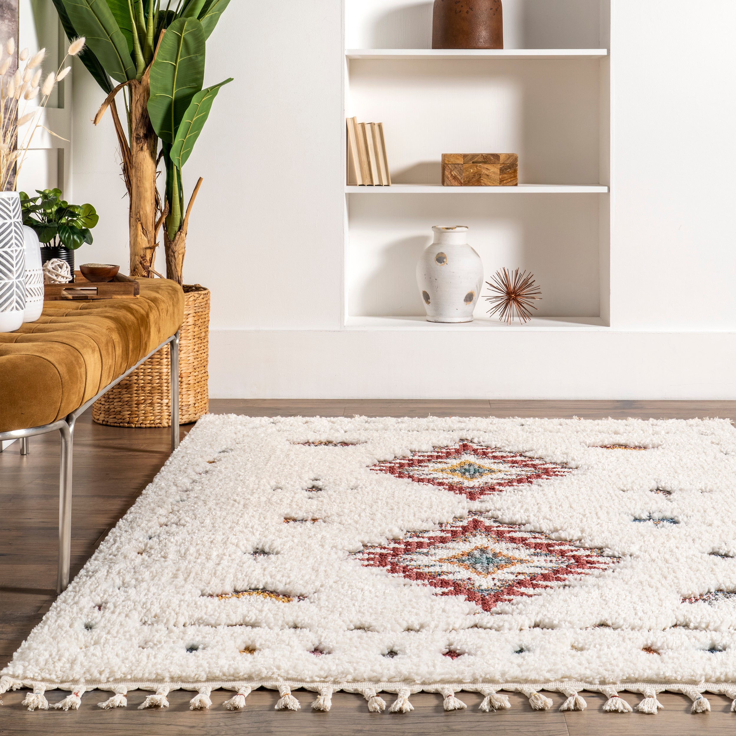 Jocelyn Tribal Shag Tasseled Area Rug - Image 28