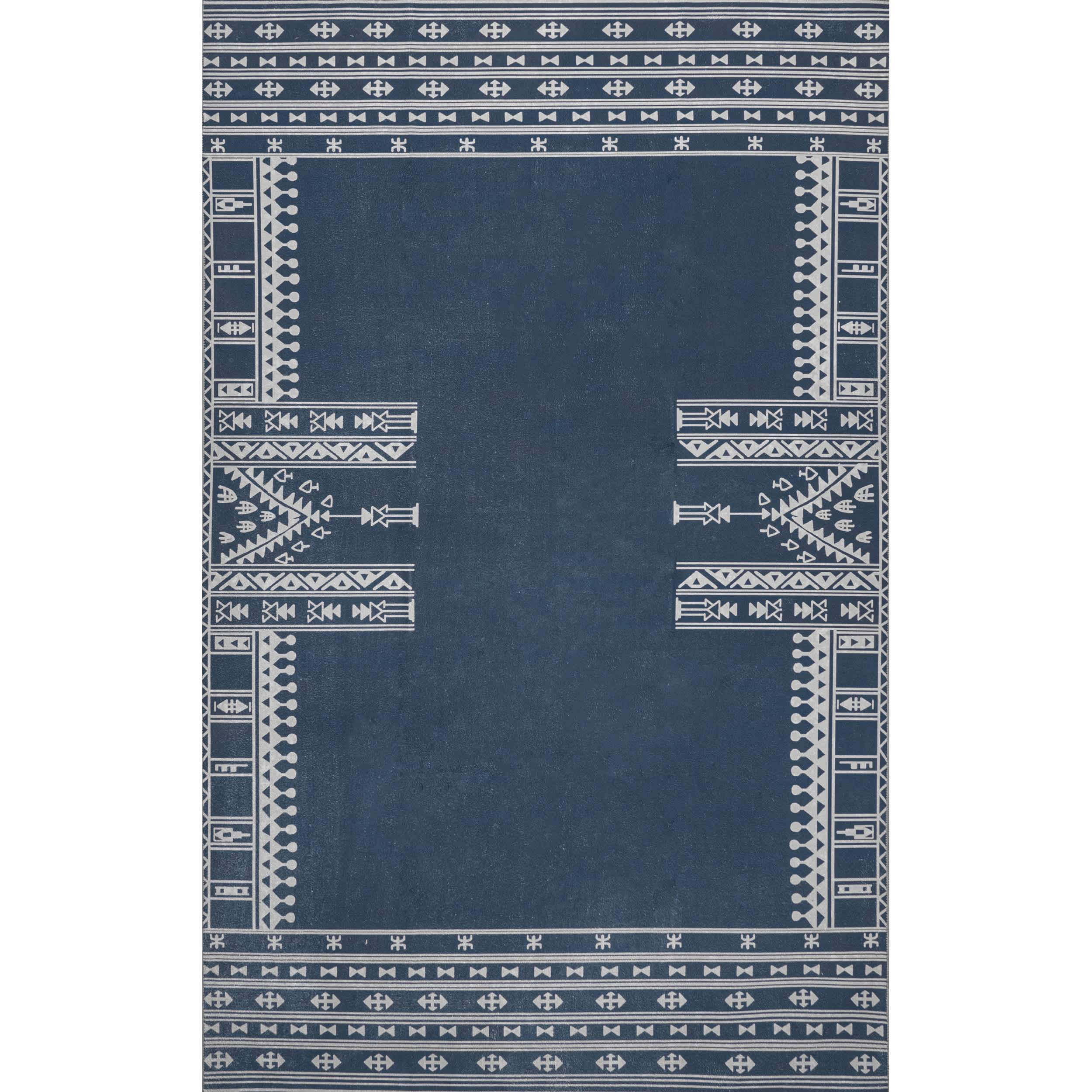 Joelle Machine Washable Tribal Geometirc Border Area Rug