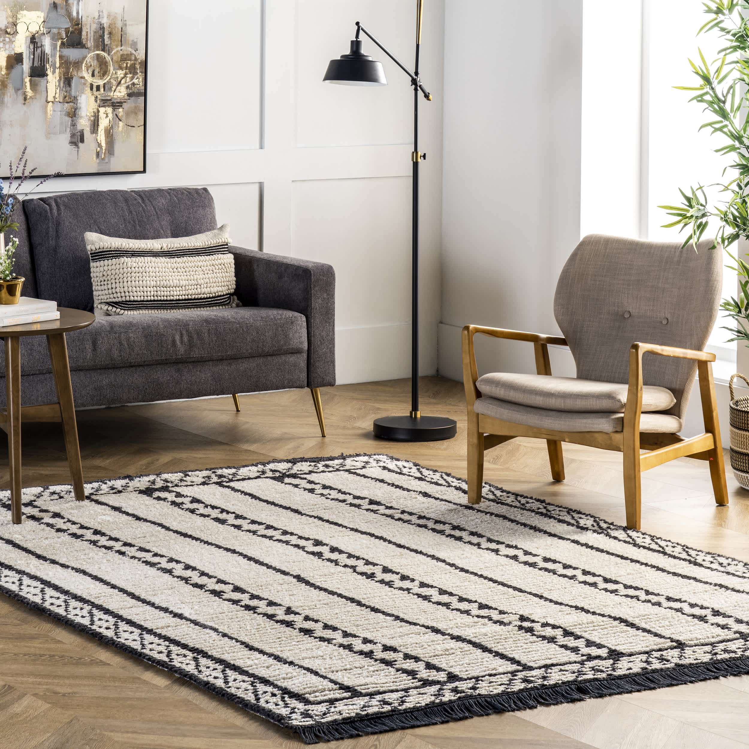 Caroline Tribal Stripe Soft Shag Fringe Area Rug - Image 2