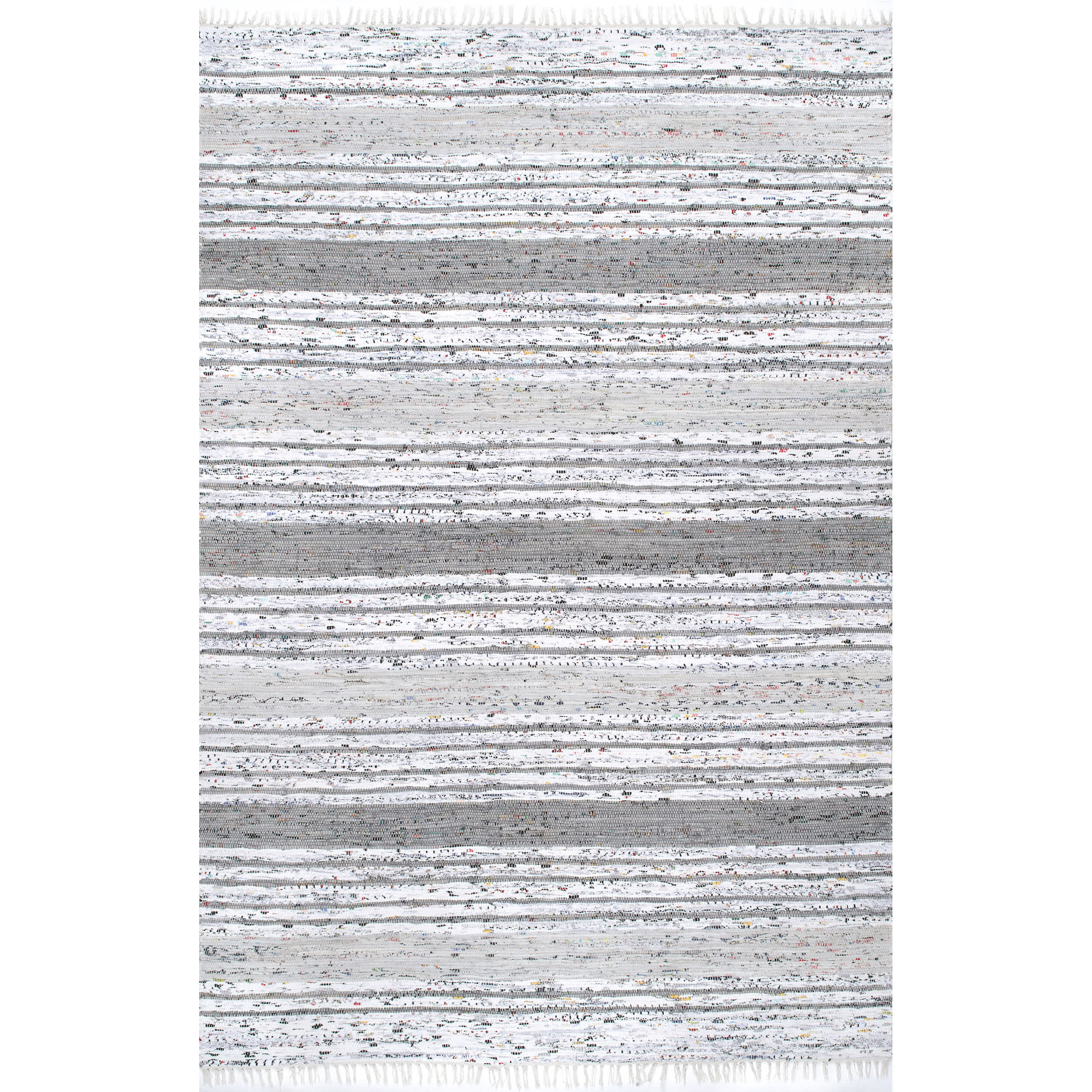 Seraphina Mottled Stipe Cotton Tassel Area Rug