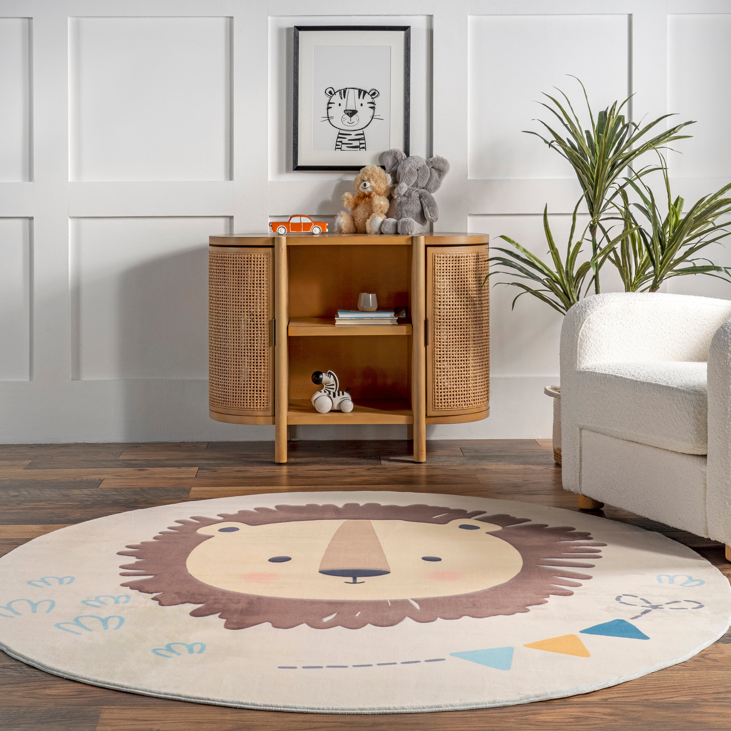 Ellia Cheerful Lion Machine Washable Kids Area Rug - Image 8