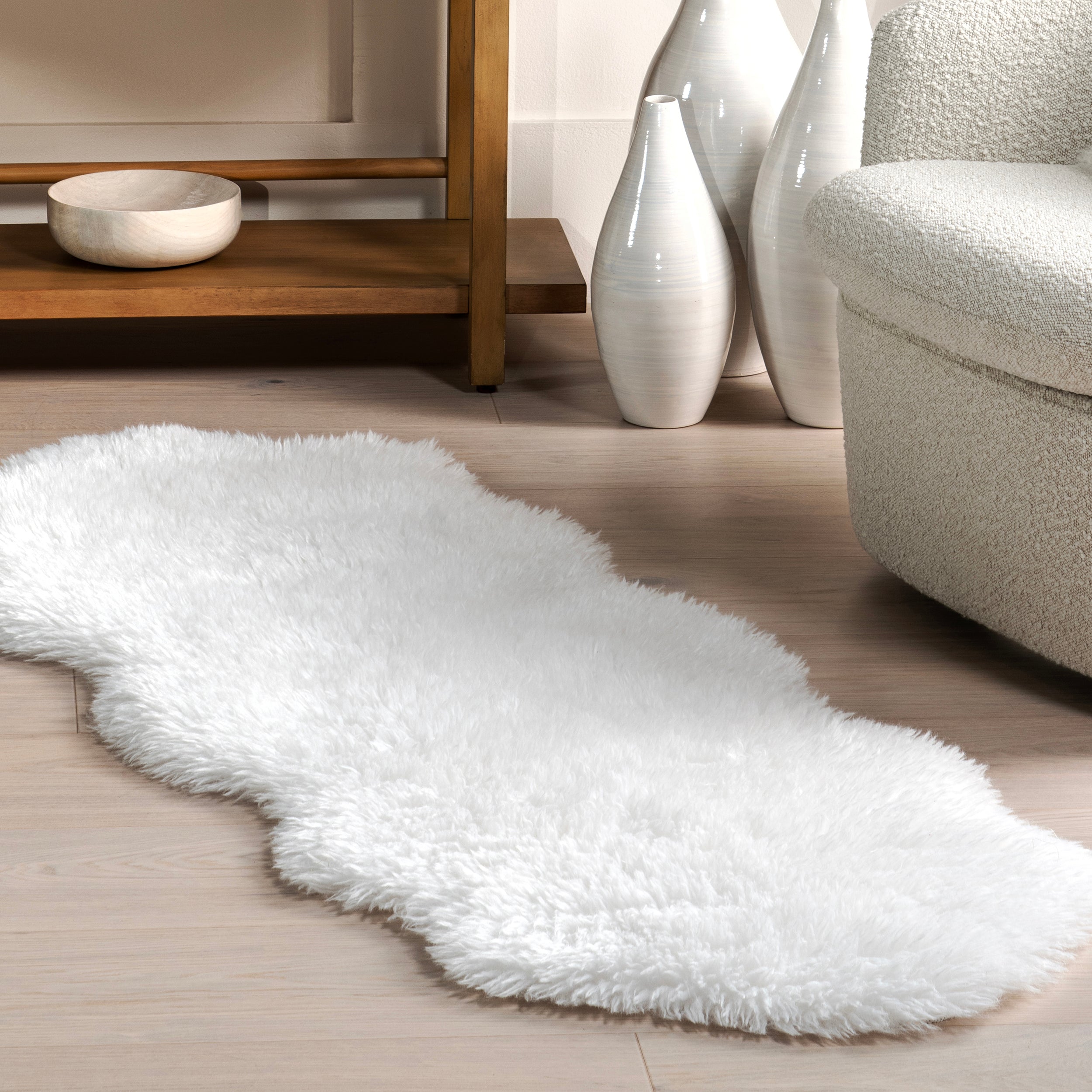 Salome Plush Faux Sheepskin Machine Washable Area Rug - Image 9