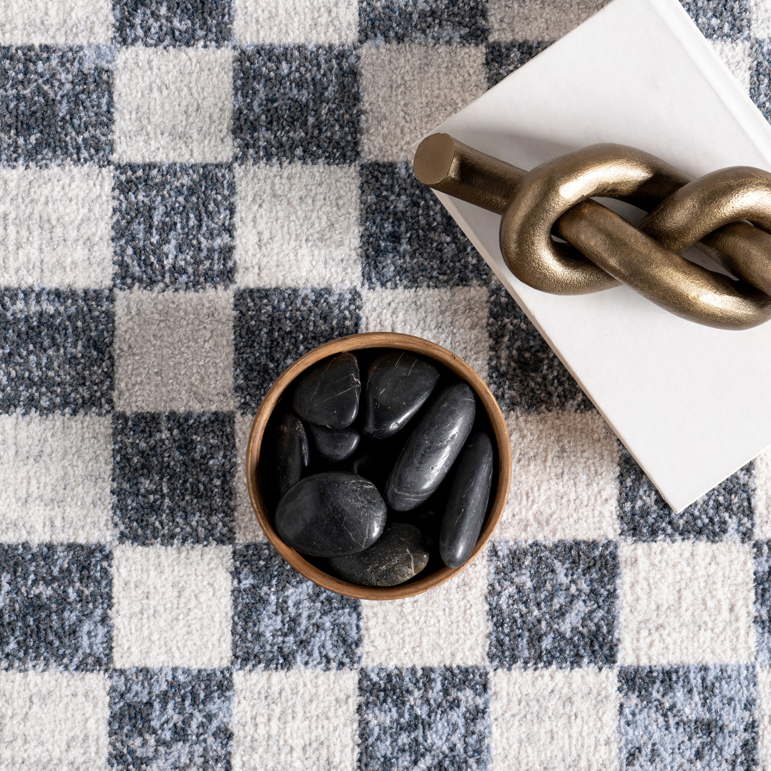 Ashanti Vintage Checkers Machine Washable Area Rug - Image 6
