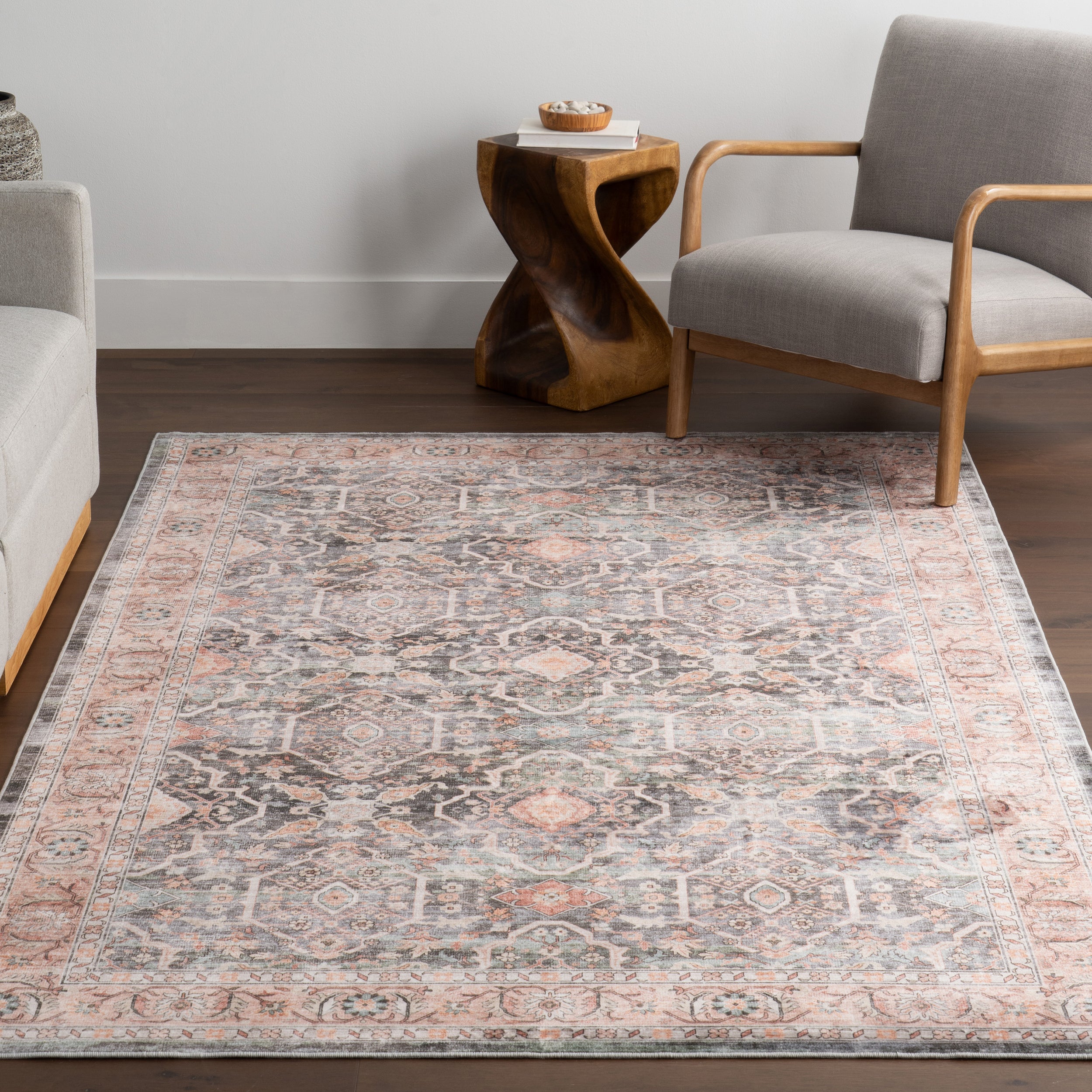 Caisyn Bordered Medallion Machine Washable Area Rug - Image 9