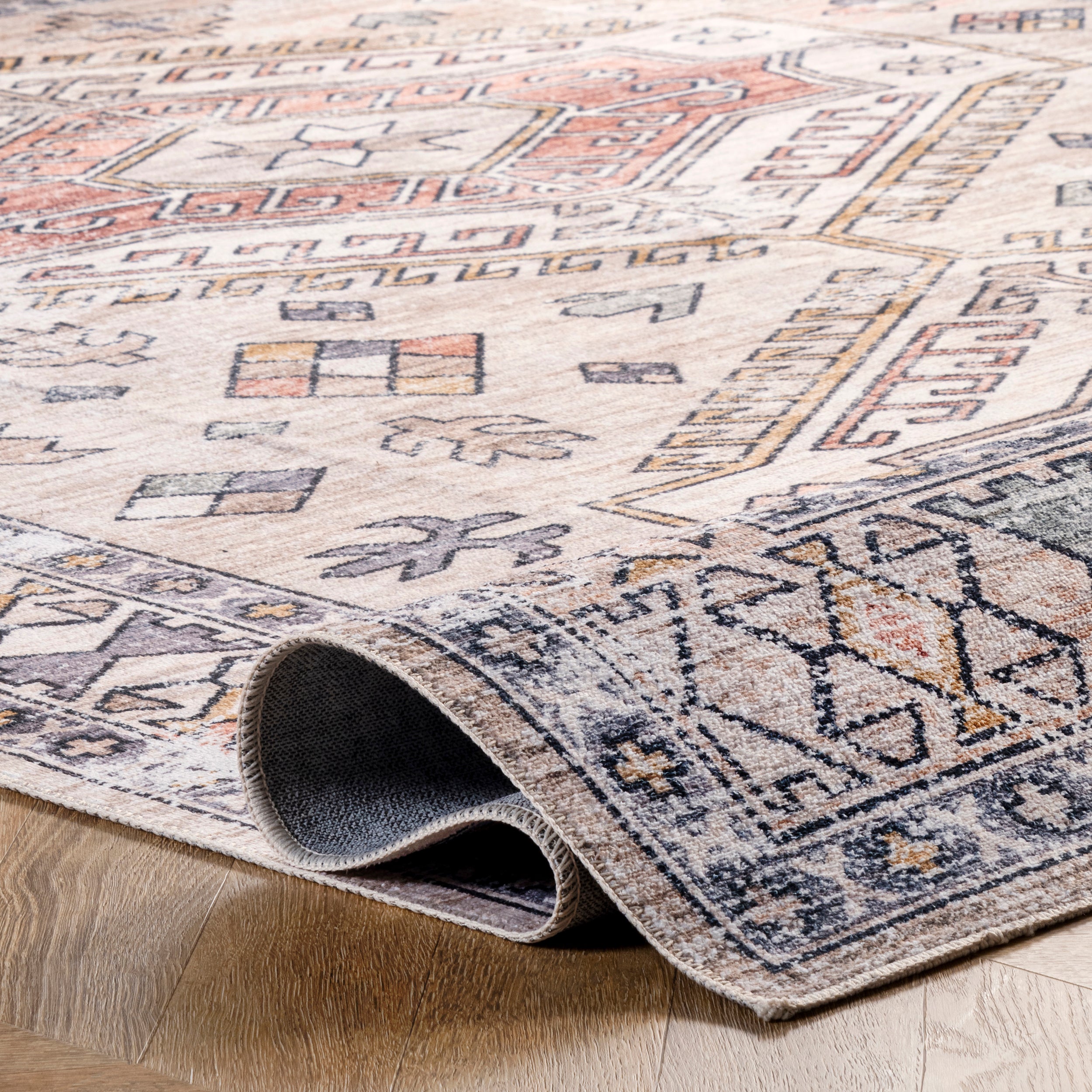 Mae Tribal Motif Machine Washable Area Rug - Image 4