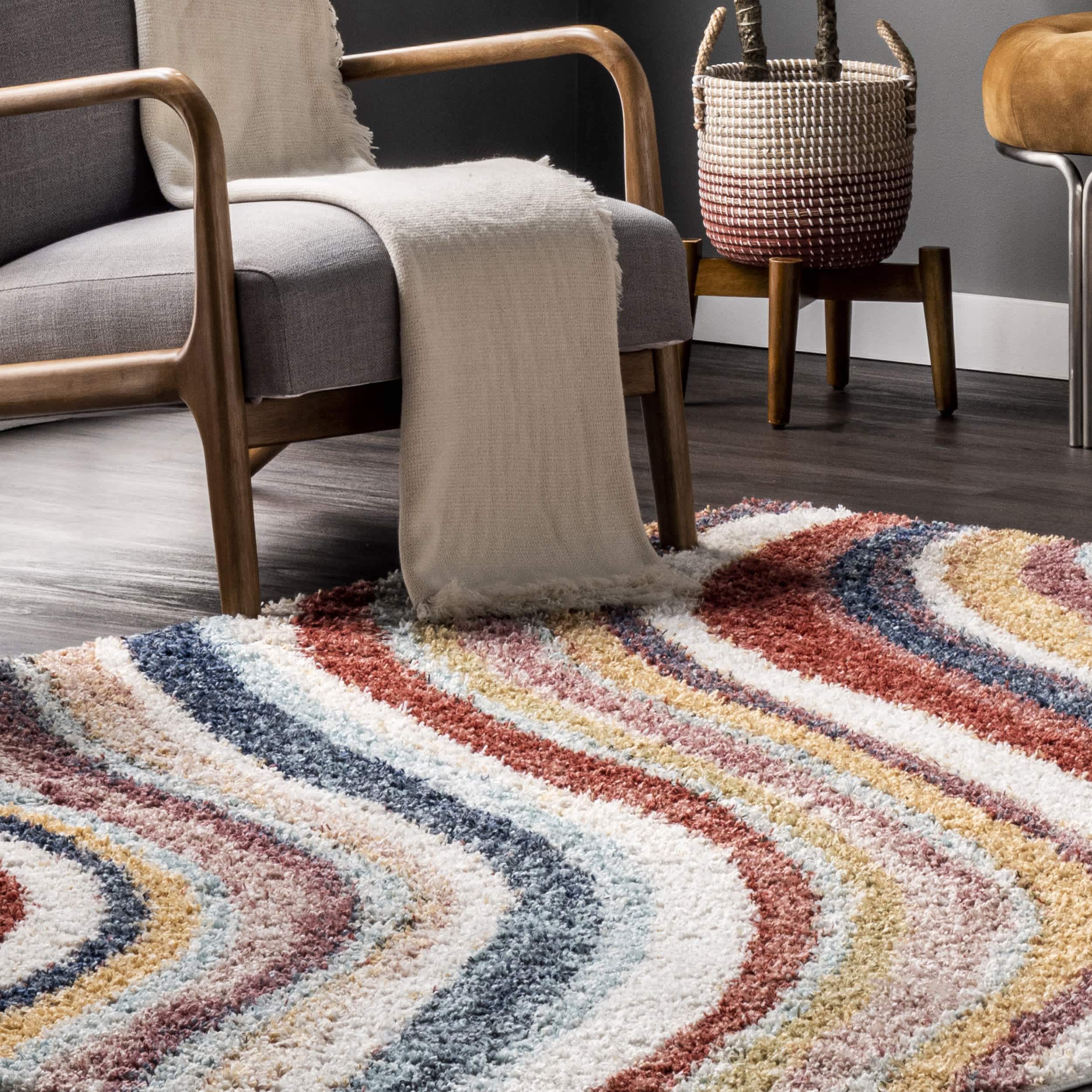 Cynthia Cozy Shaggy Wavy Stripes Area Rug - Image 9